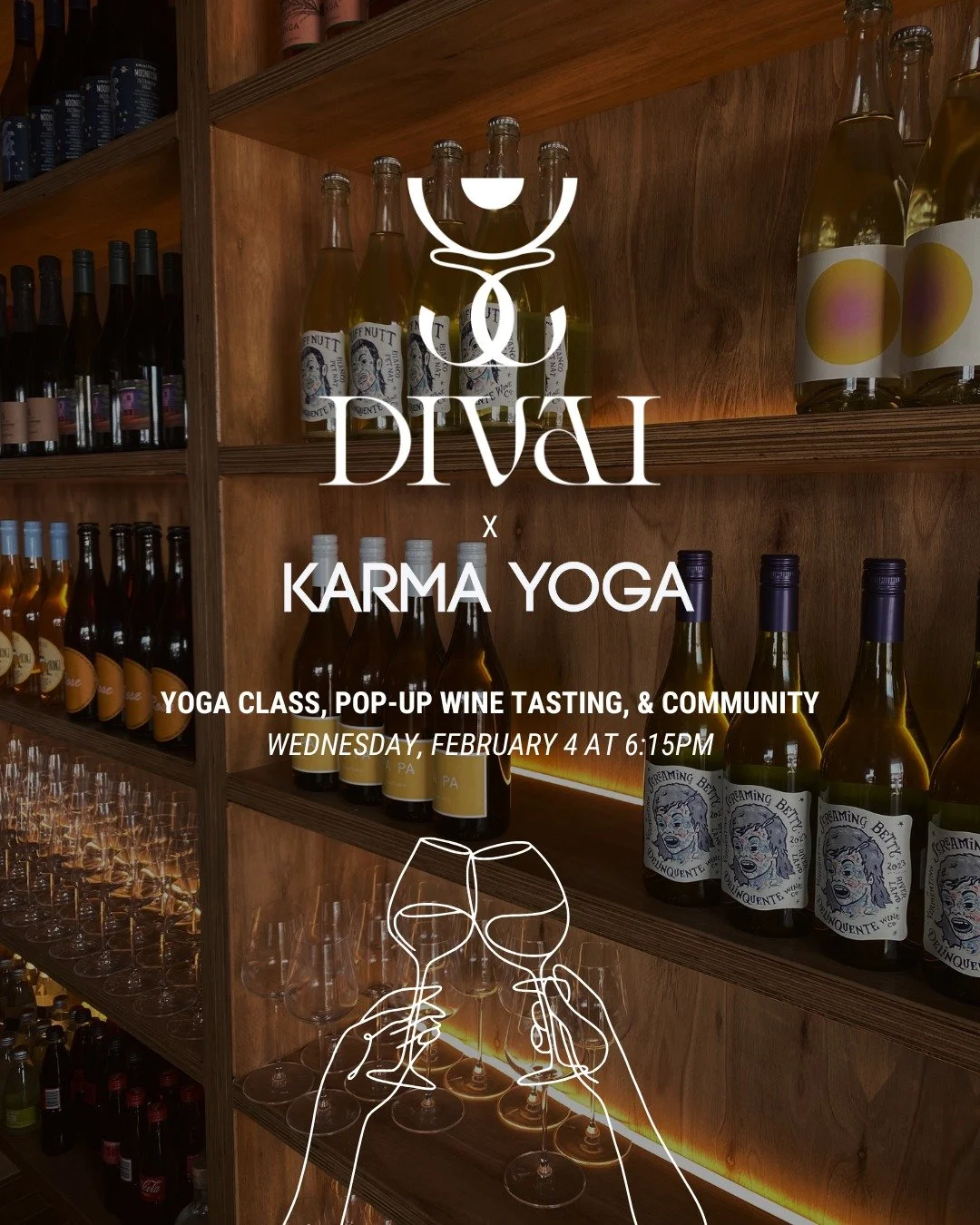 Movement first. Wine after. The balance we believe in 🍷🧘&zwj;♀️

Join us on Wednesday, February 4 as we welcome @DivaiWineBar for a special in-studio pop-up! Founded by Karma Yoga regular @JewelMalonza, @DivaiWineBar focuses on celebrating the rich