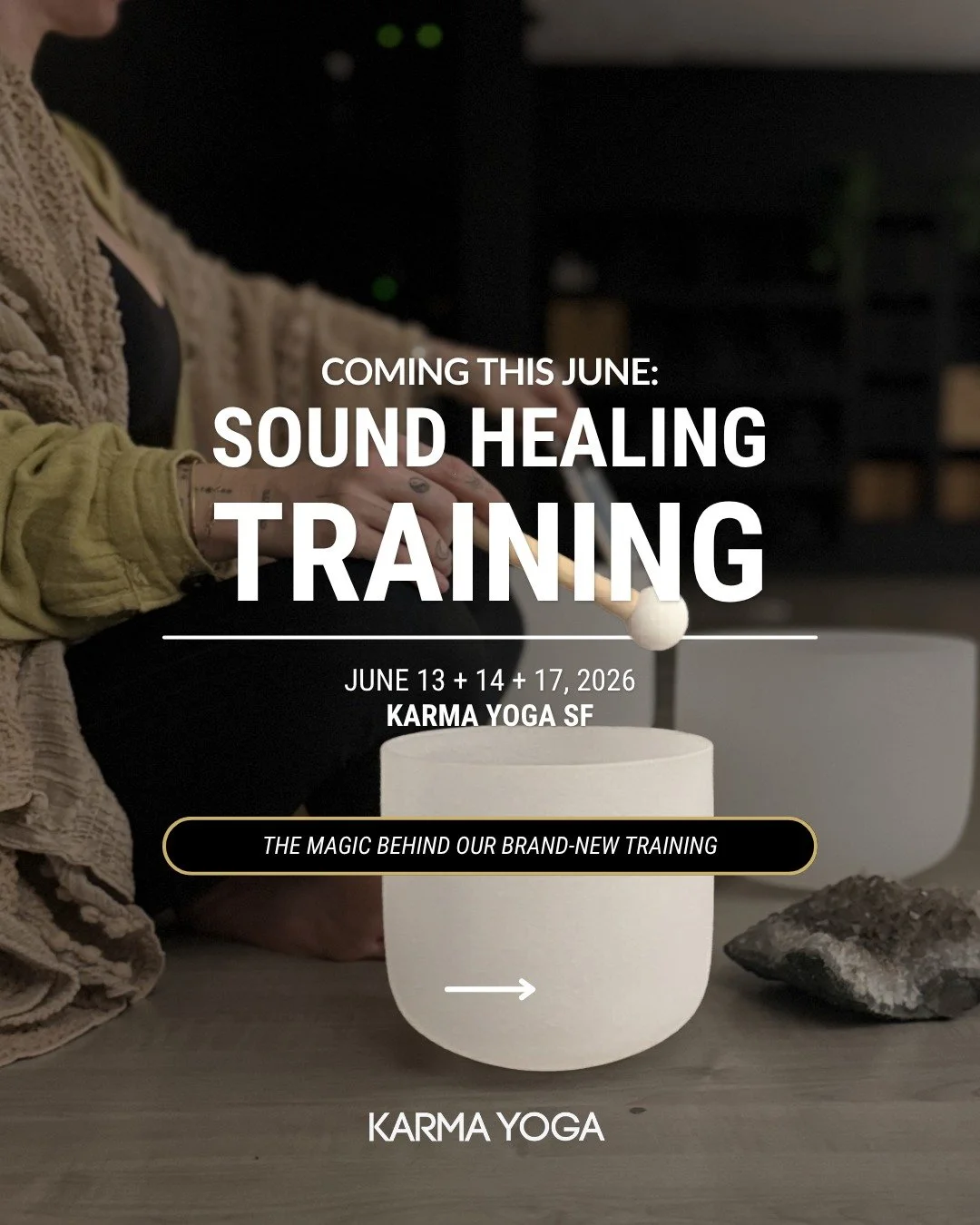 Ready to dive into the transformative world of sound healing &amp; facilitate your own sound baths? Our Sound Healing Training (created &amp; led by Karma Yoga founder @CarrieBrackin!) will empower your with the science, techniques, and tools to lead