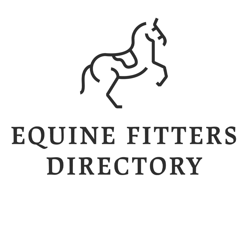 Logo for Equine Fitters Directory featuring a simplified outline of a horse above the text.
