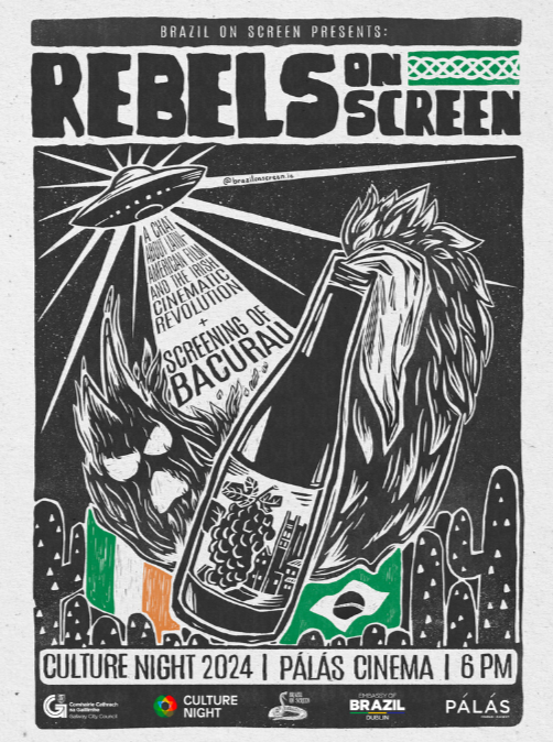 Proudly funded to be one of the featured events for Culture Night Galway, hosted at Pálás Cinema. 

This event, curated and presented by Verena Barbosa, explored the shared revolutionary spirit of Irish and Brazilian cinema, tracing the influence of 