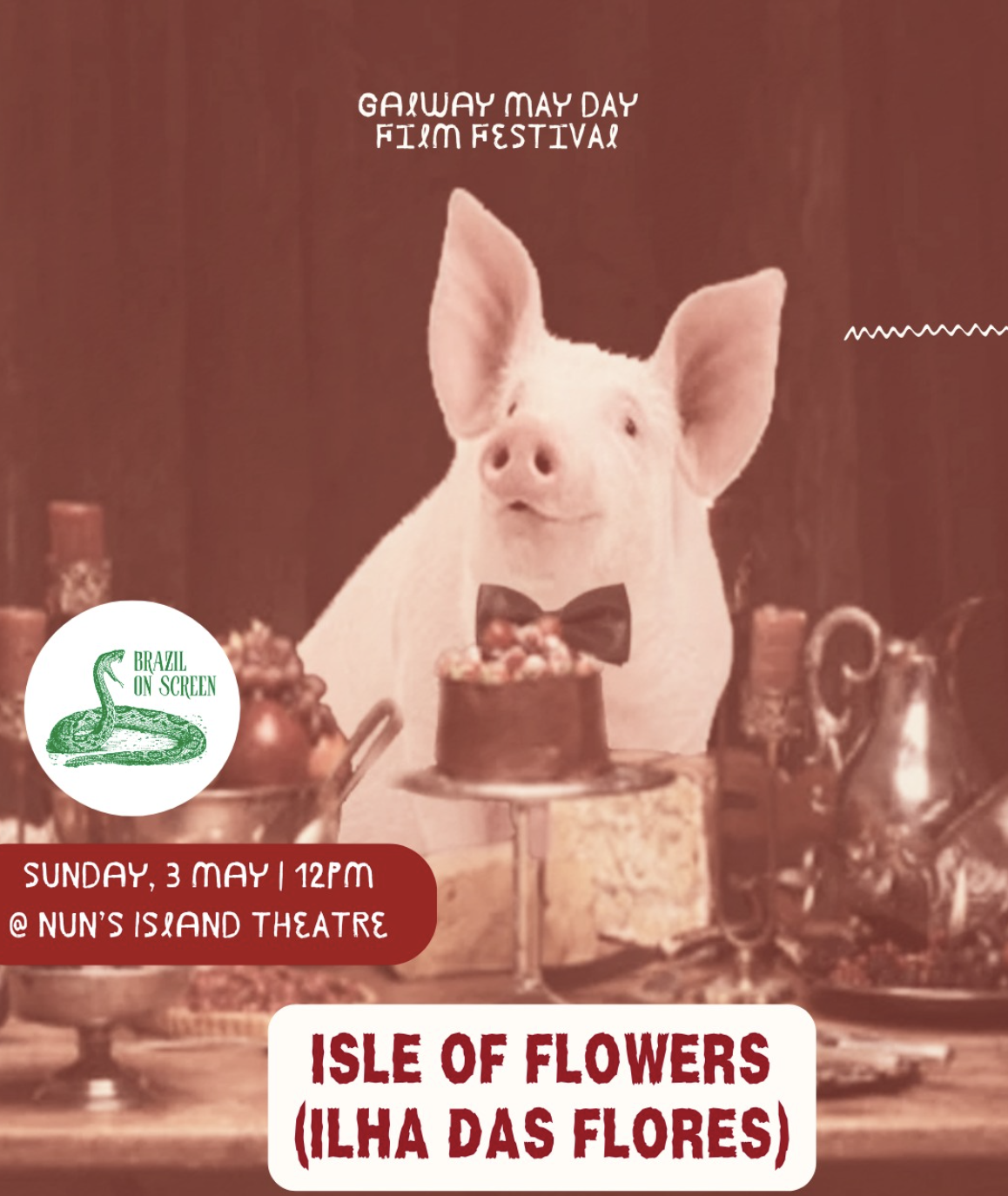 Brazil on Screen programmed and hosted a special May Day loop-screening of Jorge Furtado’s acclaimed short film Ilha das Flores at Nun’s Island Theatre. The event successfully brought this classic Brazilian piece to local audiences, framing its power