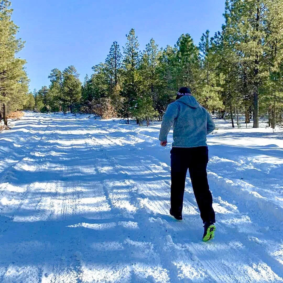 A runner on course at the Mt Taylor Quadrathlon