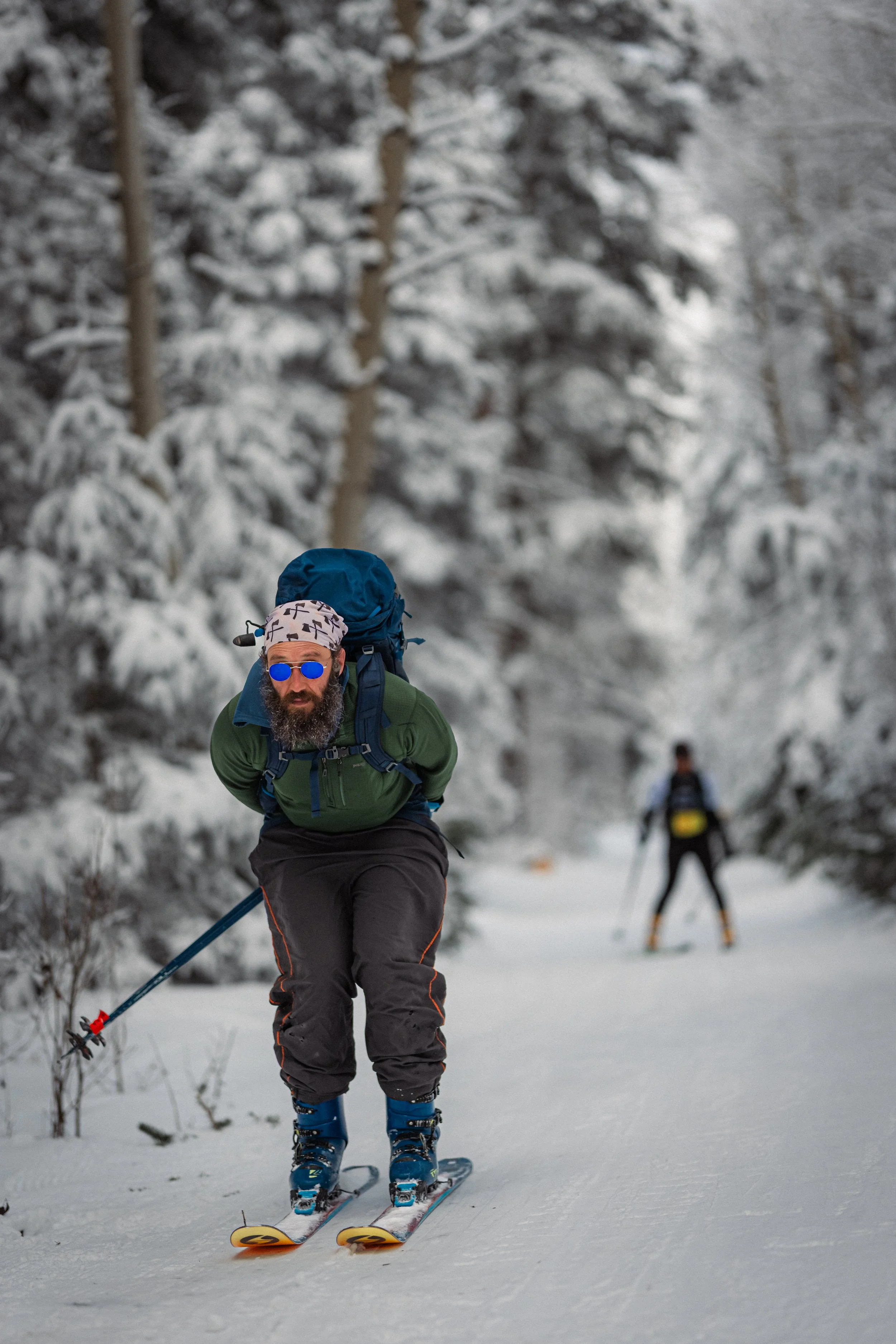 Skiers make their way downhill during the Mt. Taylor Quadrathlon.