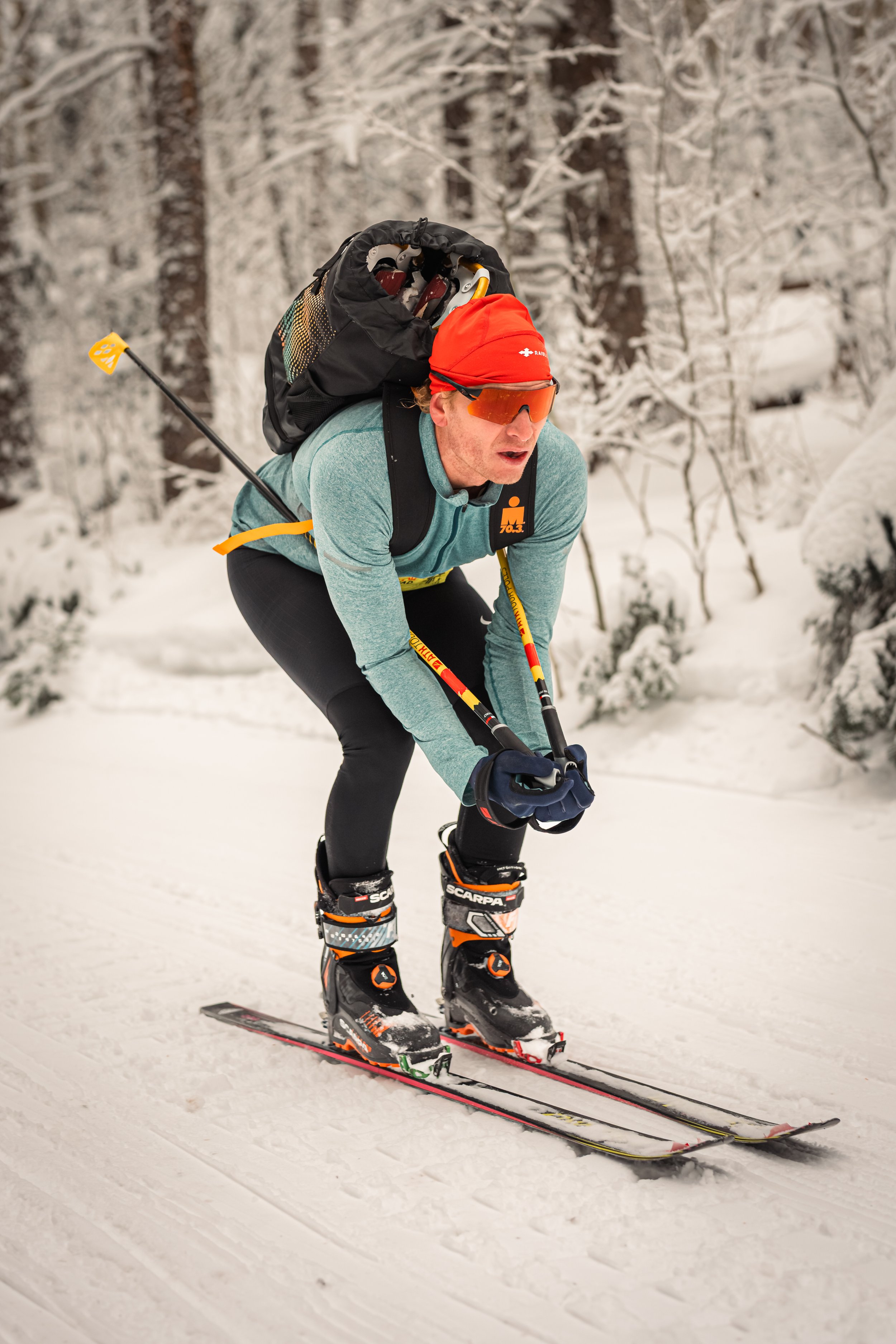 Skiers head up Heartbreak Hill during the Mt. Taylor Quadrathlon