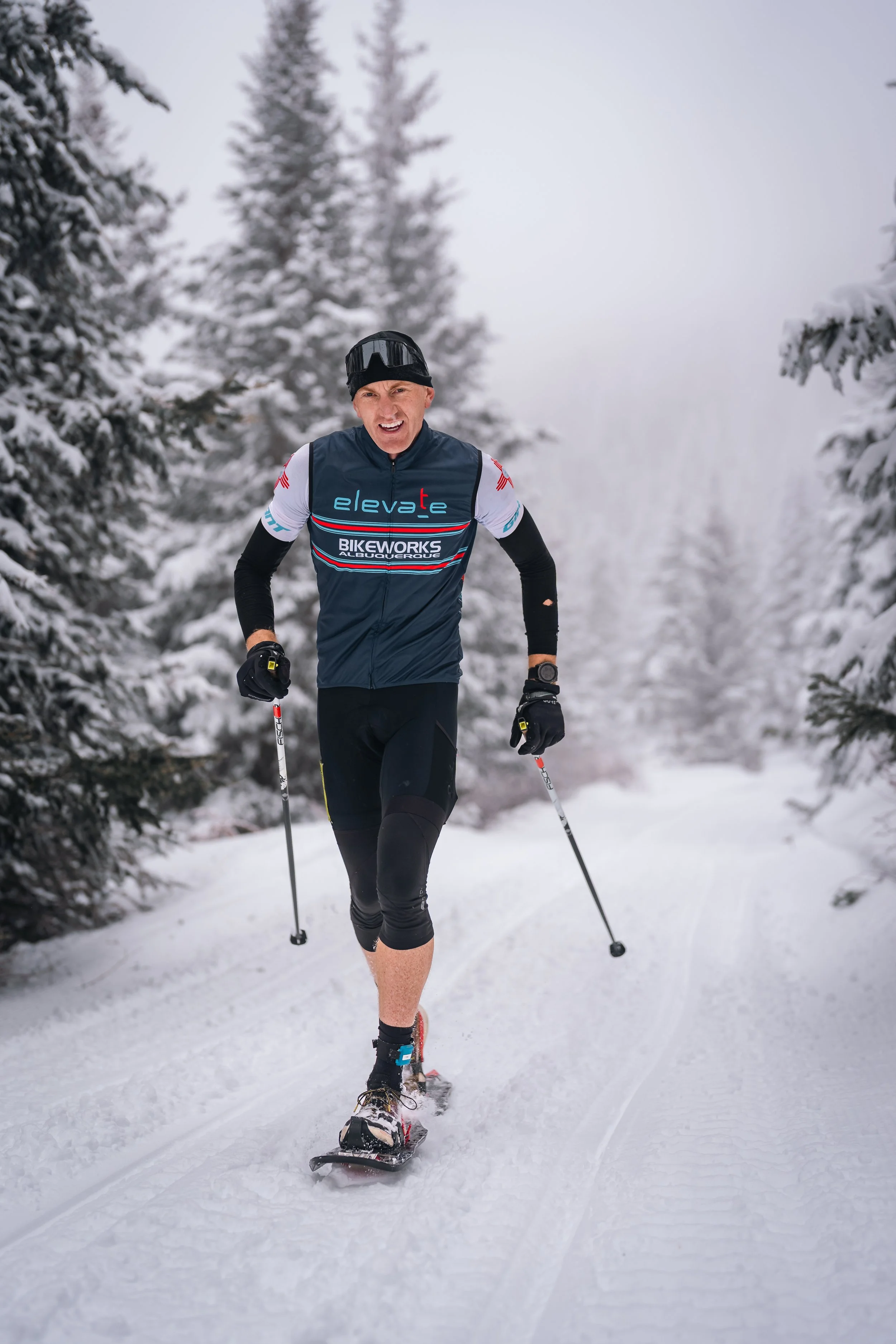 A snowshoer on the course at the Mt. Taylor Quadrathlon