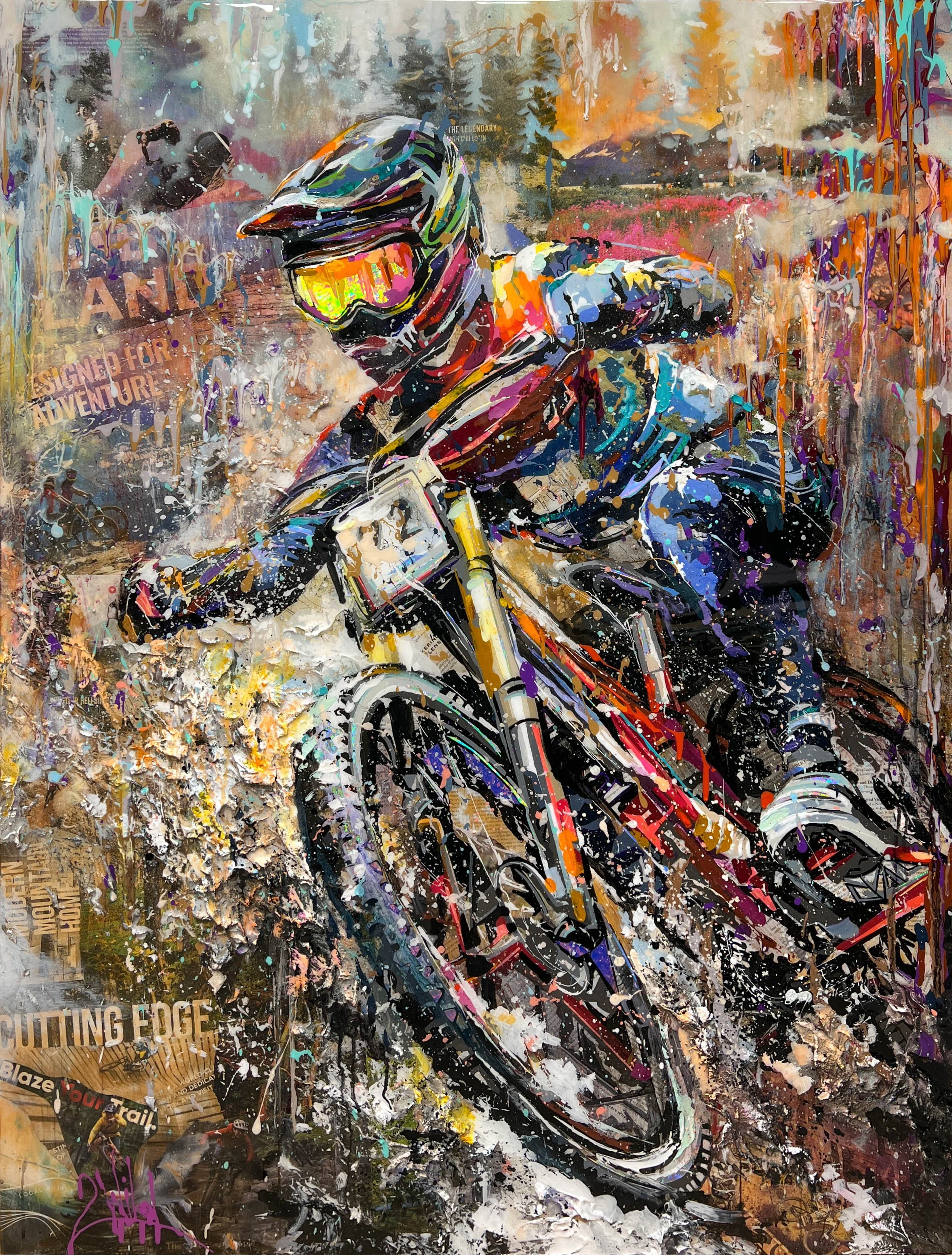 " The Trailblazer " - Mixed media collage acrylic resin on birch panel - 48 x 36 in *SOLD