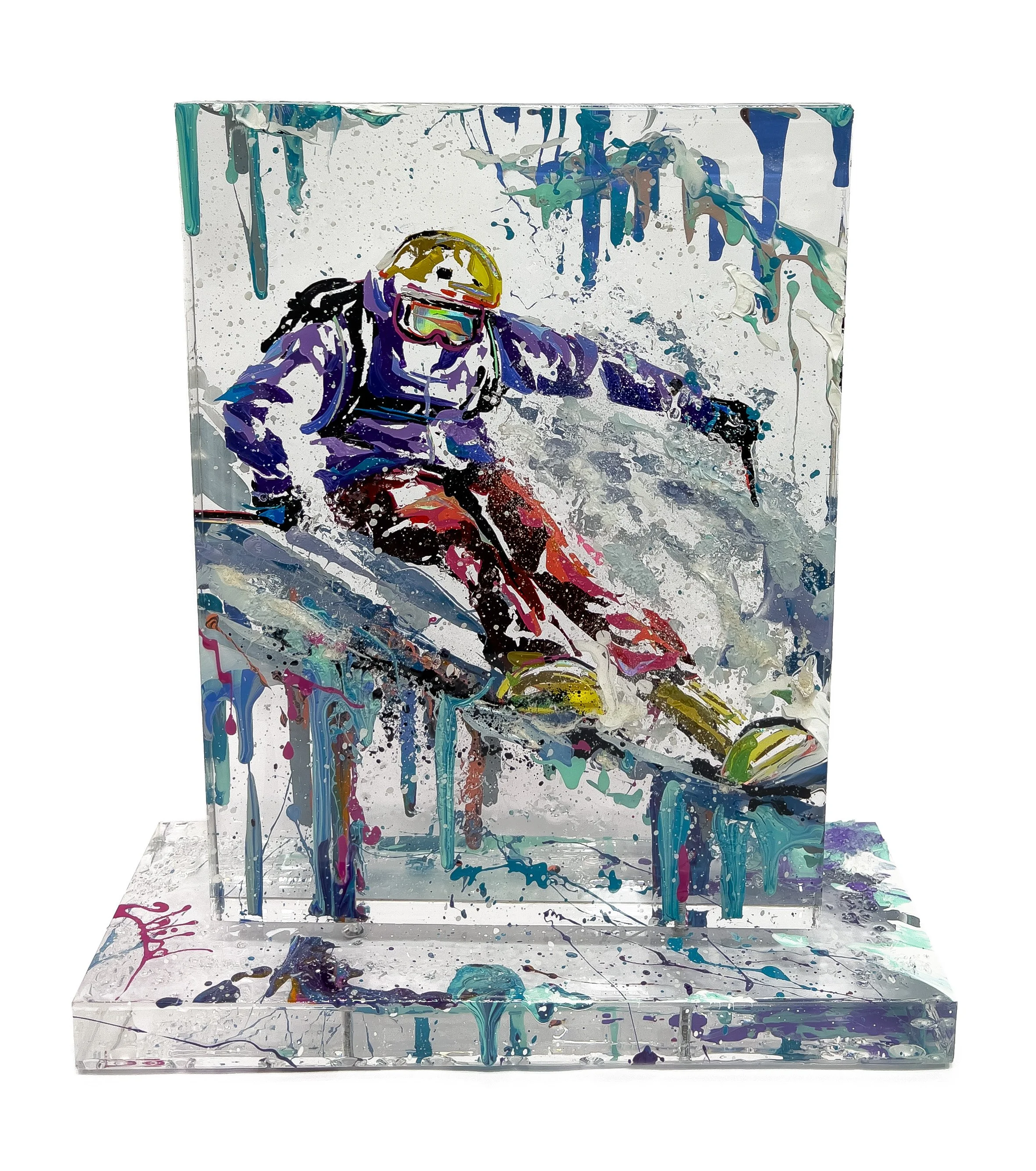 'Whistler Unleashed' - Acrylic, shattered glass, diamond dust and resin on plexiglass - 13 x 12 x 4.5 in