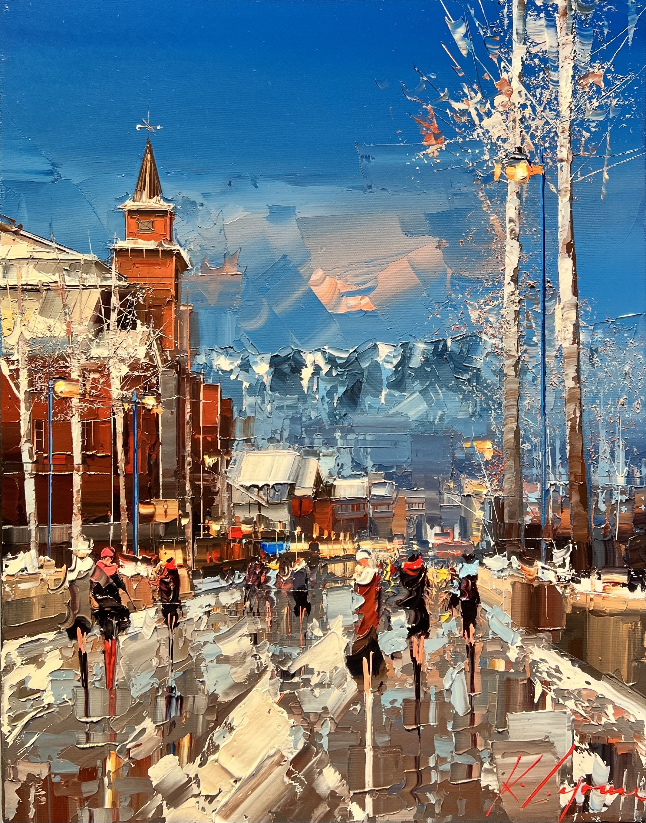 'Whistler Village Glow' - Oil on Canvas - 18 x 14 in