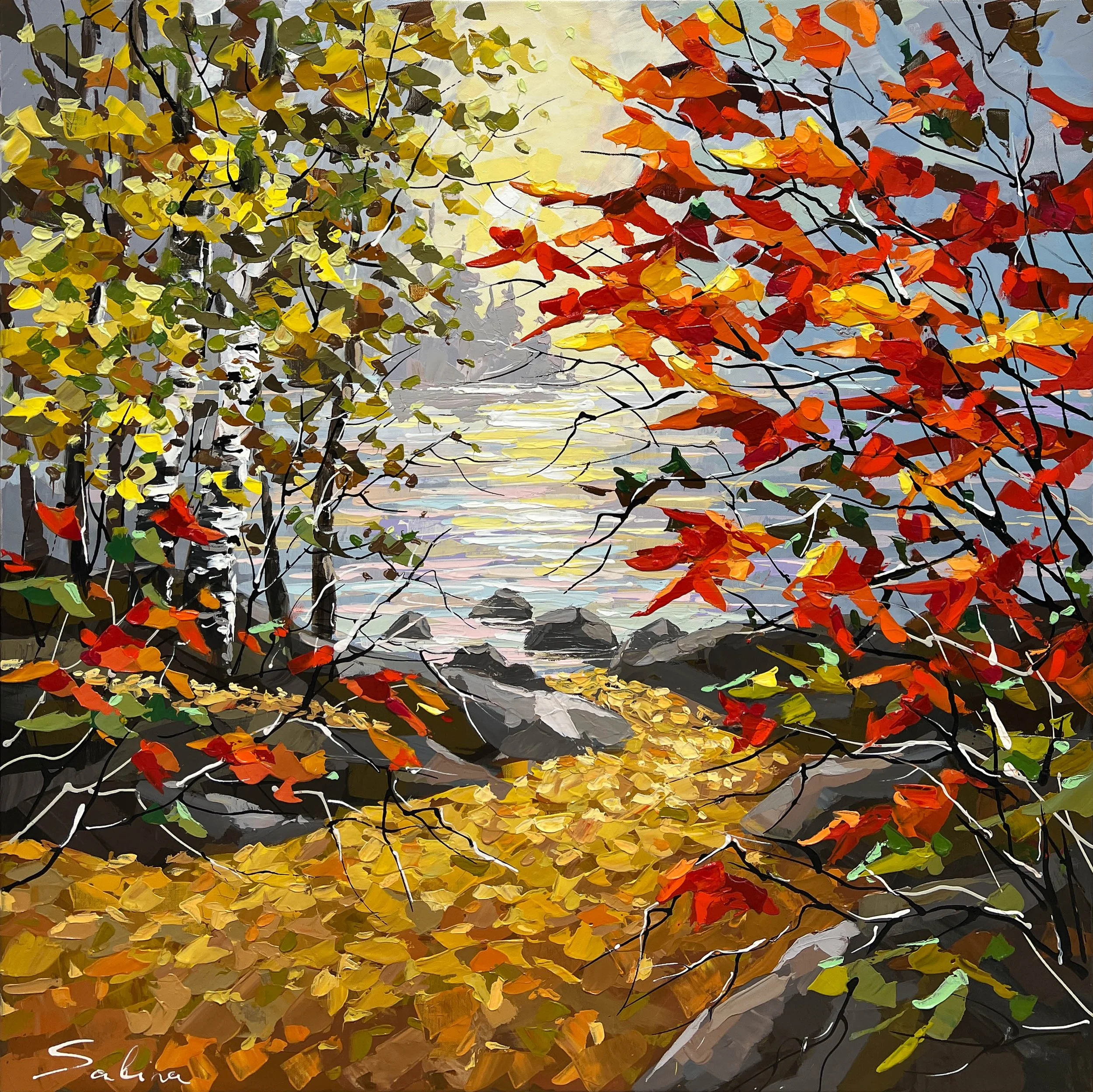 'October's Glow' - Acrylic on canvas - 36 x 36 in