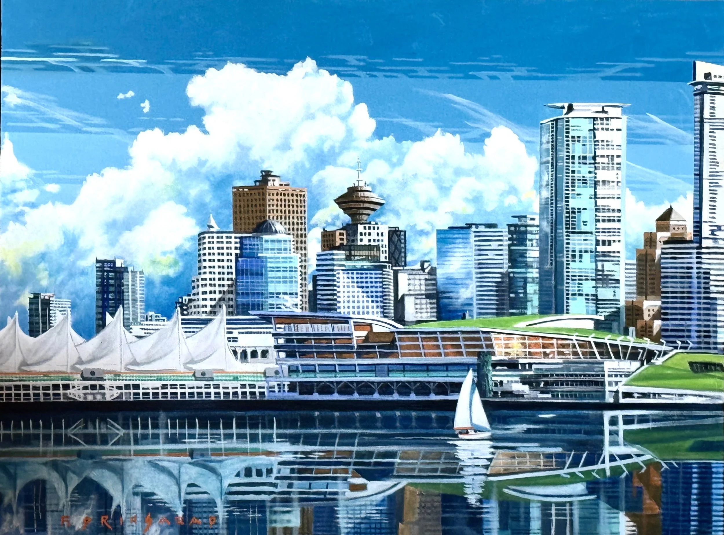 'Vancouver Skyline (from Stanley Park)' - Acrylic on Canvas - 30 x 40 in