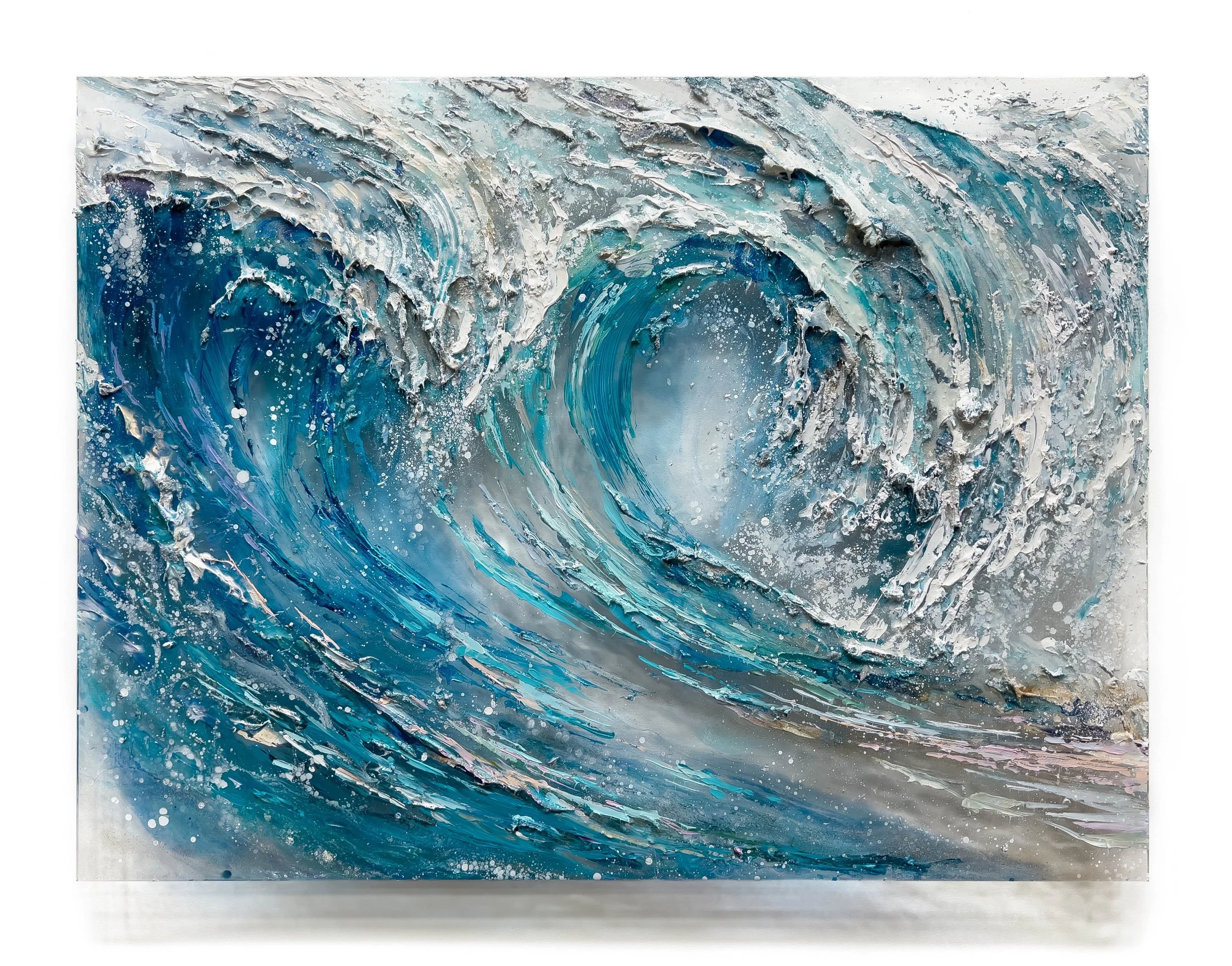 'Symphony of the Sea' - Acrylic, textural clay, sand, and resin on plexiglass - 30 x 40 in