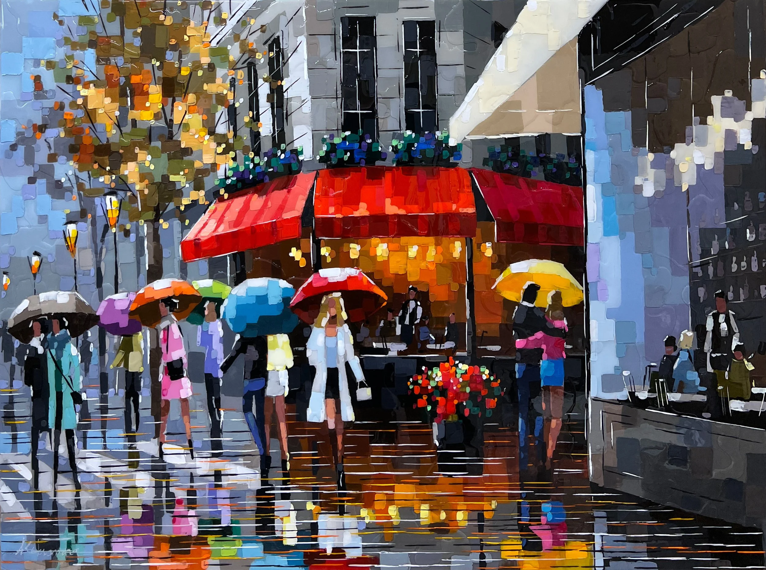 'A Stylish Evening' - Acrylic and resin on wood panel - 36 x 48 in