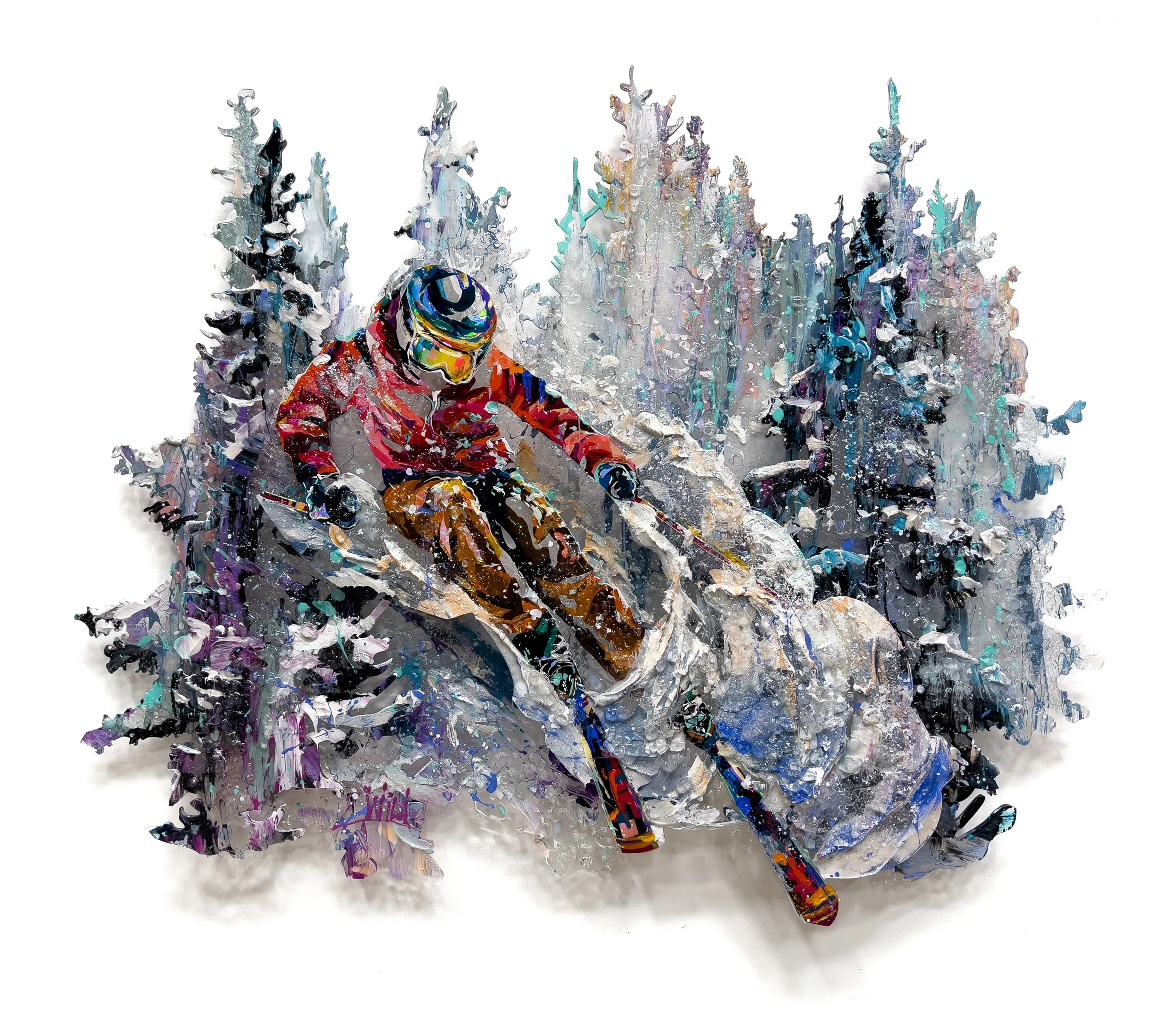 'Pure Powder' - Acrylic, shattered glass, diamond dust, and resin on layered laser-cut plexiglass - 24 x 30 in