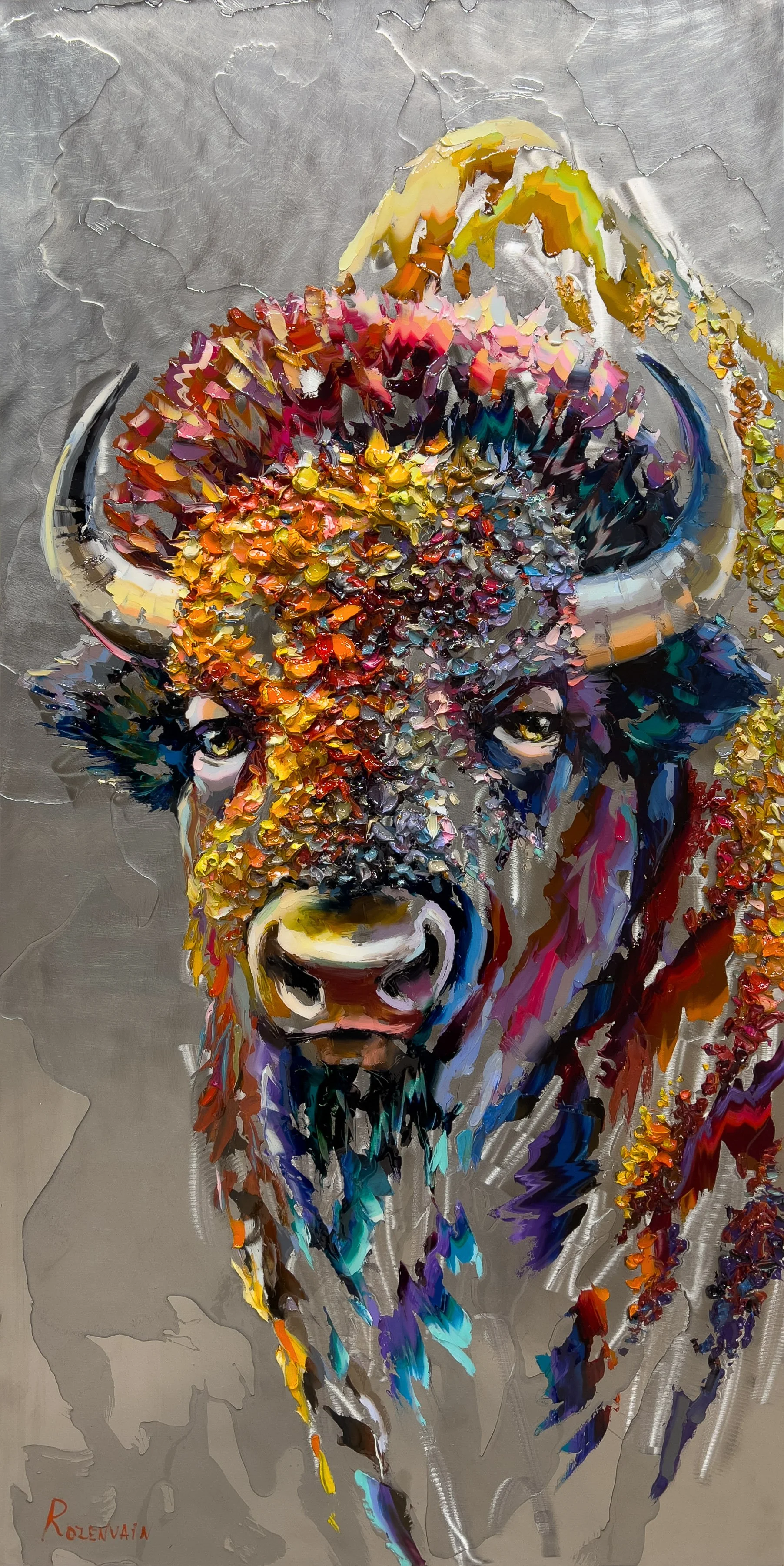 'Legacy of Strength' - Oil and resin on stainless steel - 48 x 24 in