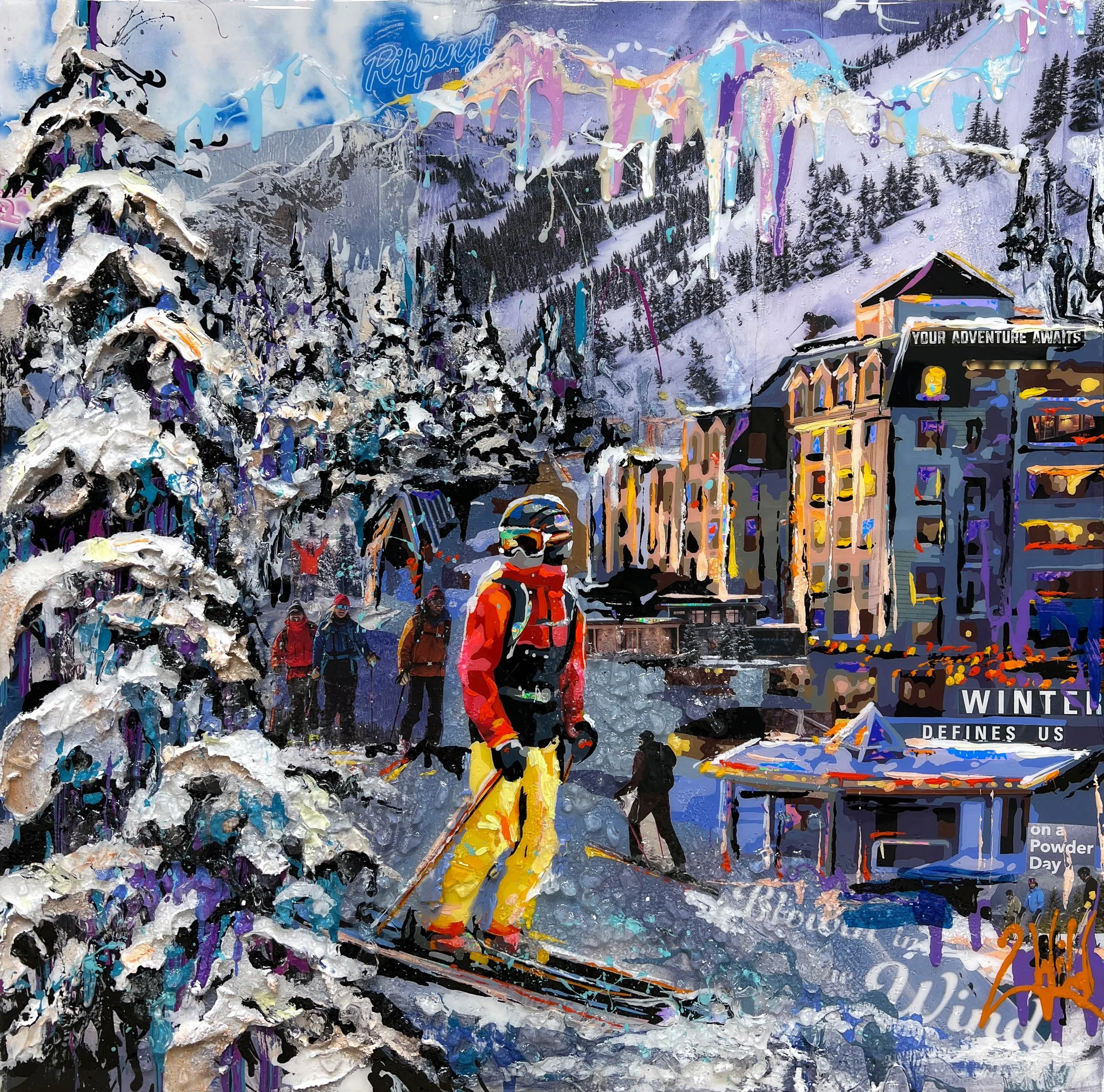 'Your Adventure Awaits' - Mixed media on birch panel - 24 x 24 in