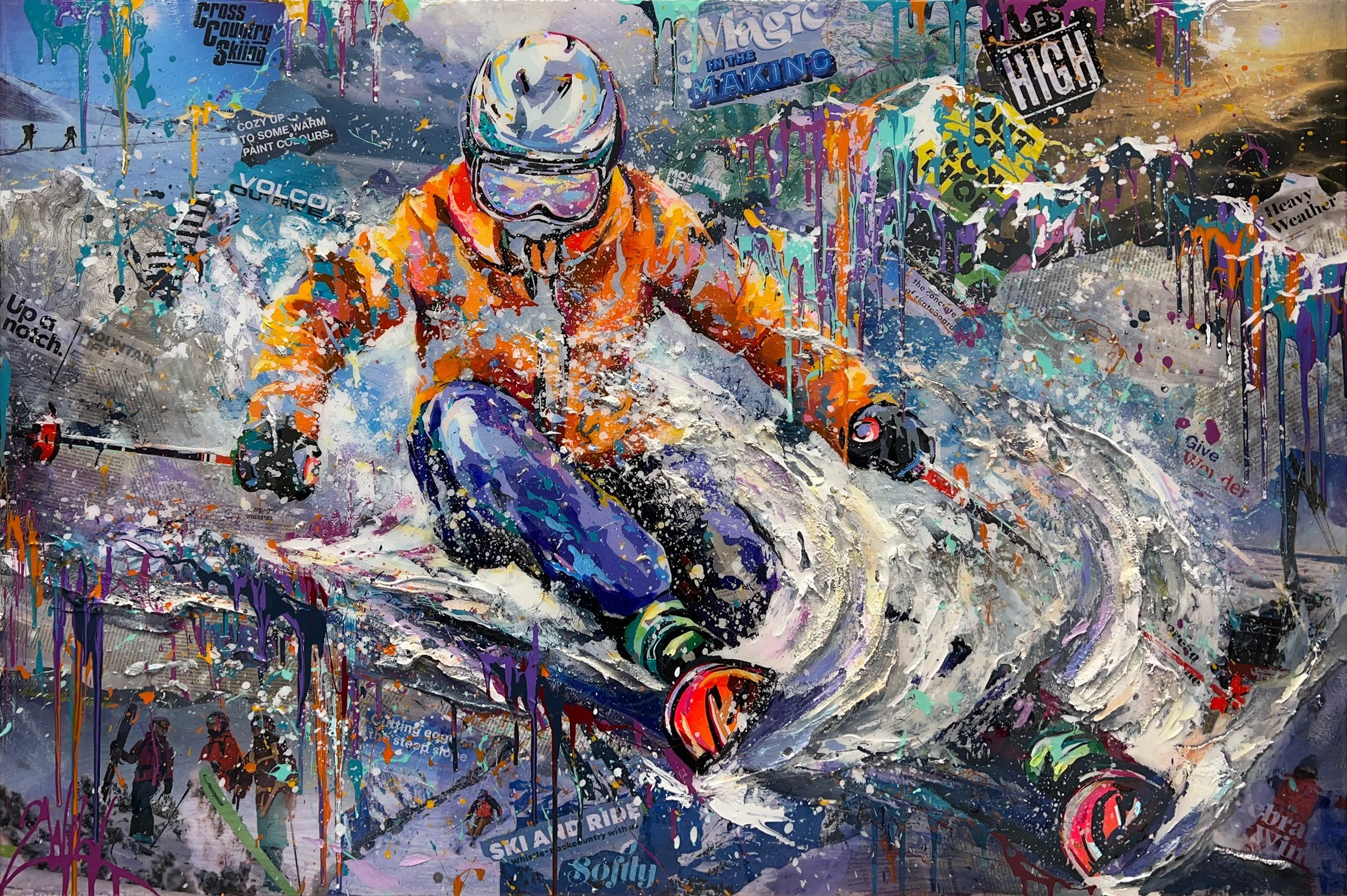 "Magic in the Making" - Acrylic, textural clay, media collage, and resin on panel - 40 x 60 in