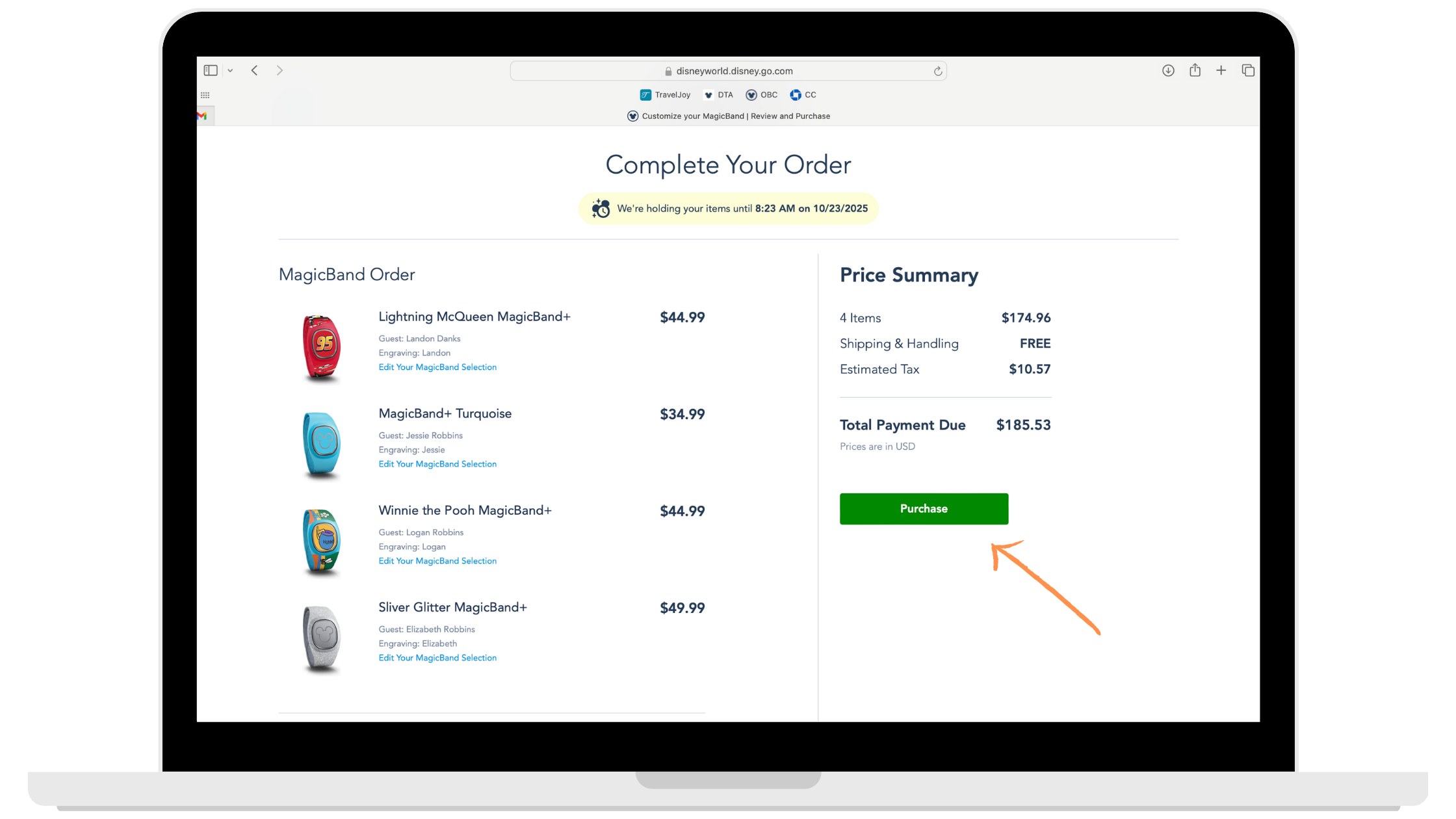 Completing your MagicBand order