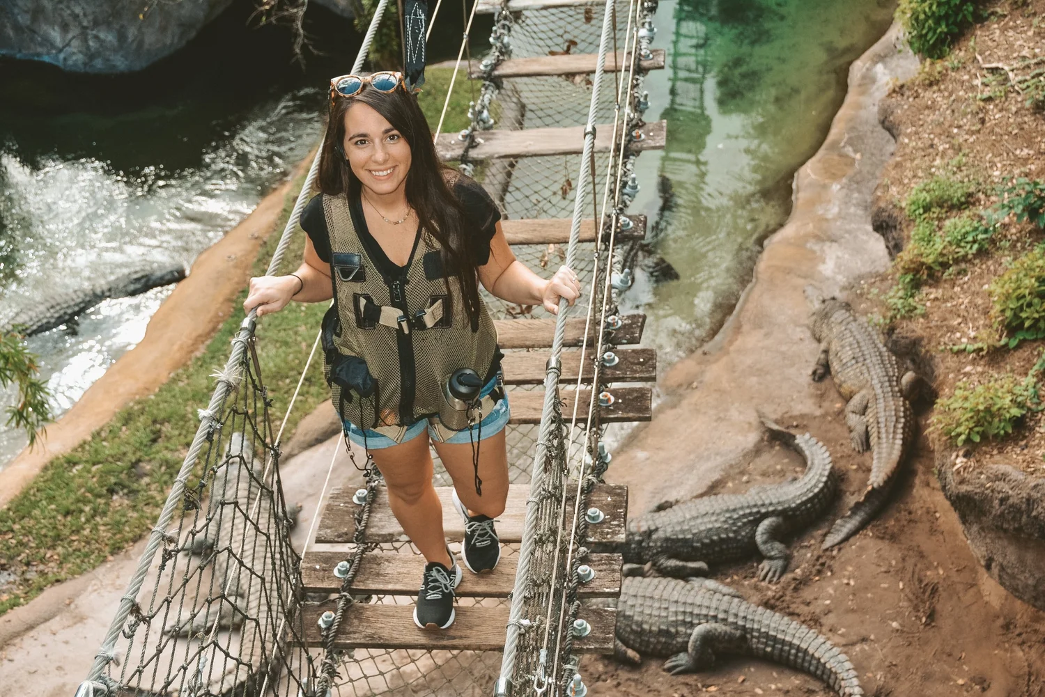 Crossing the Wild Africa Trek rope bridge