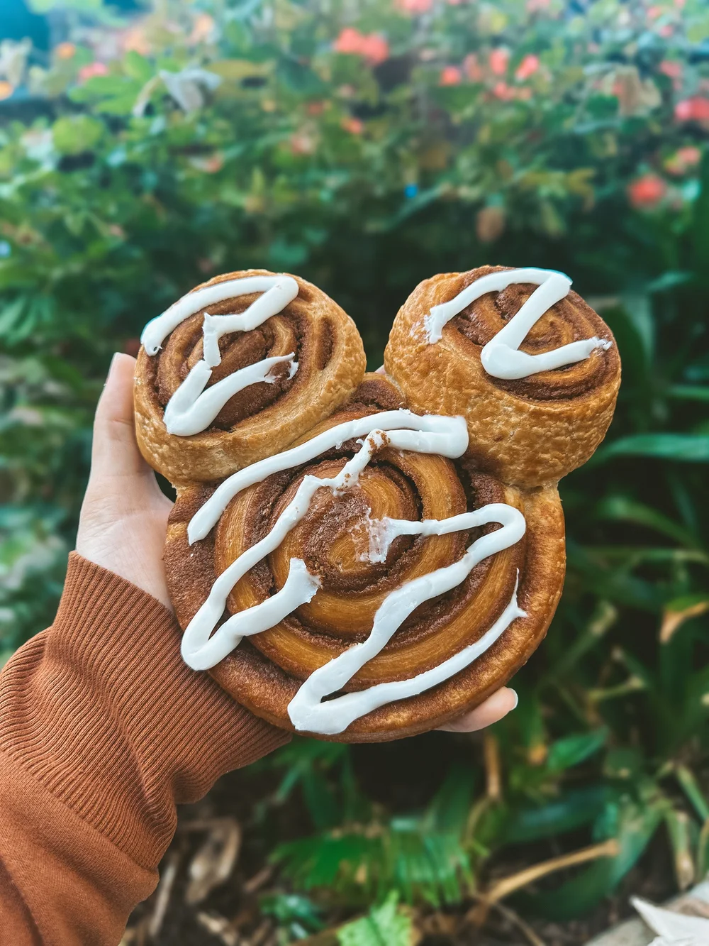 Mickey-shaped cinnamon roll