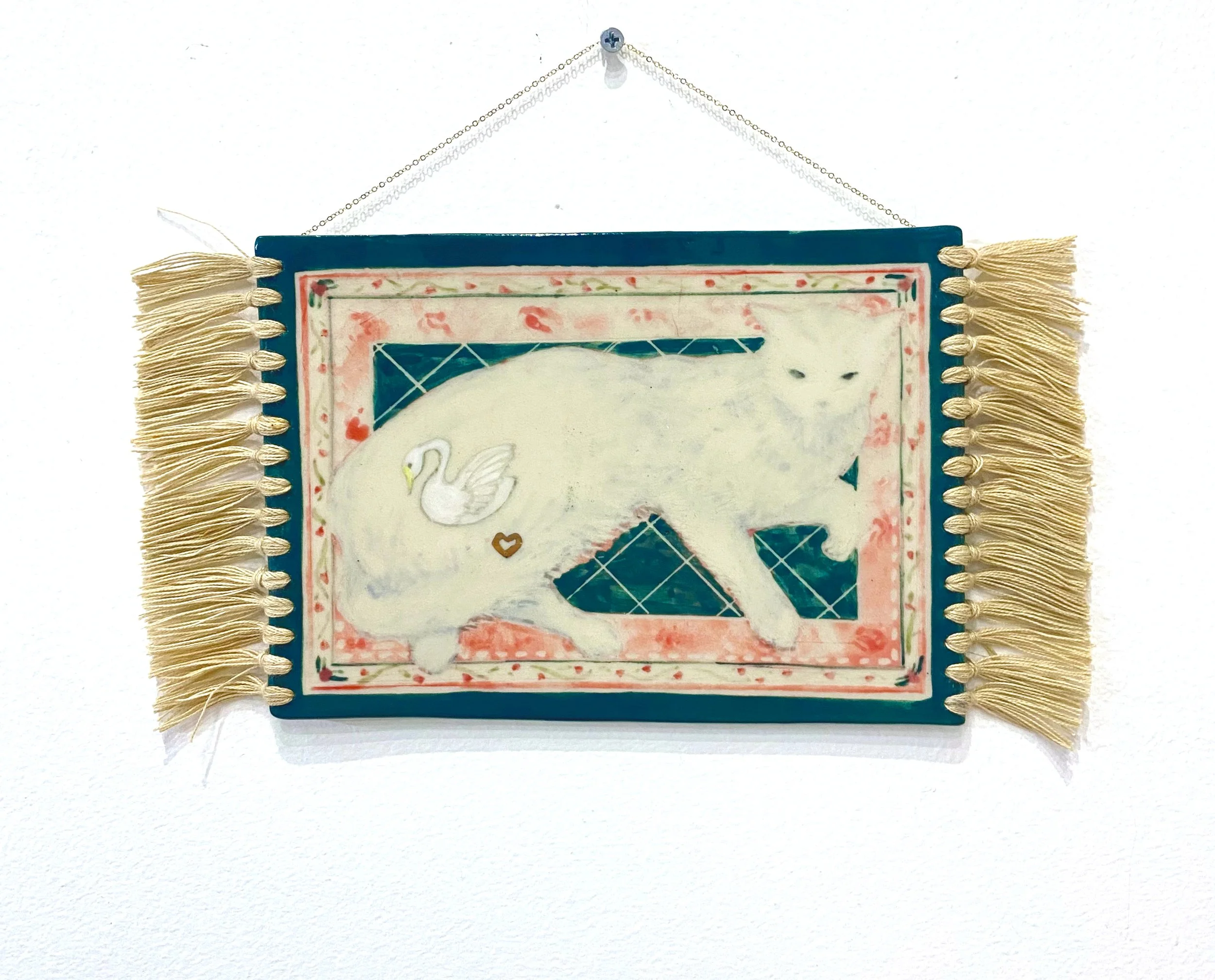 Rug Cat
ceramic, gold chain, cotton. 2025