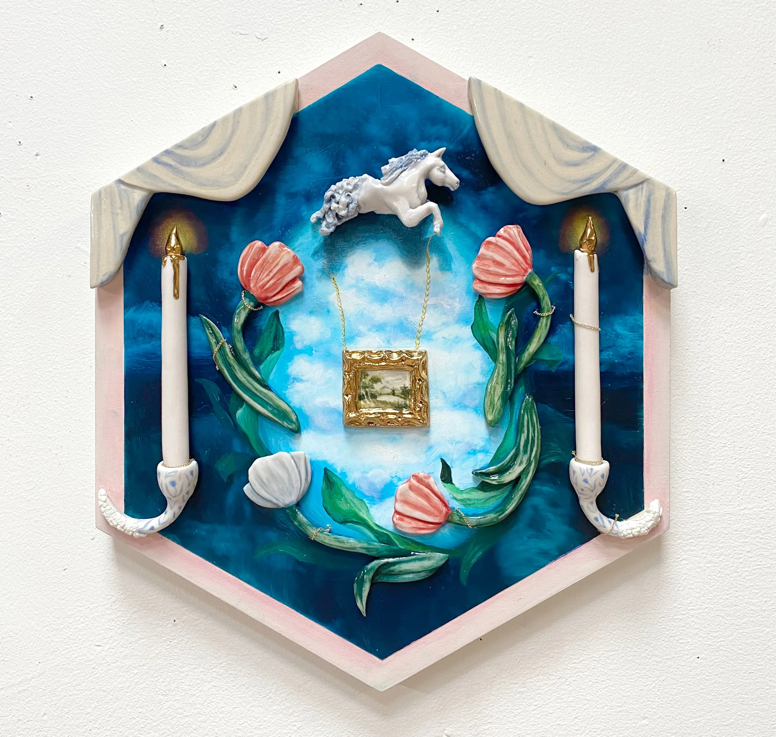 I Was There And So Were You
Oil, Porcelain, egg tempera, gold on panel. 
2026
