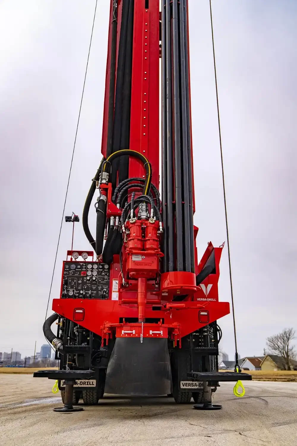 The V-125X drilling rig incorporates safety measures to protect operators during drilling operations.