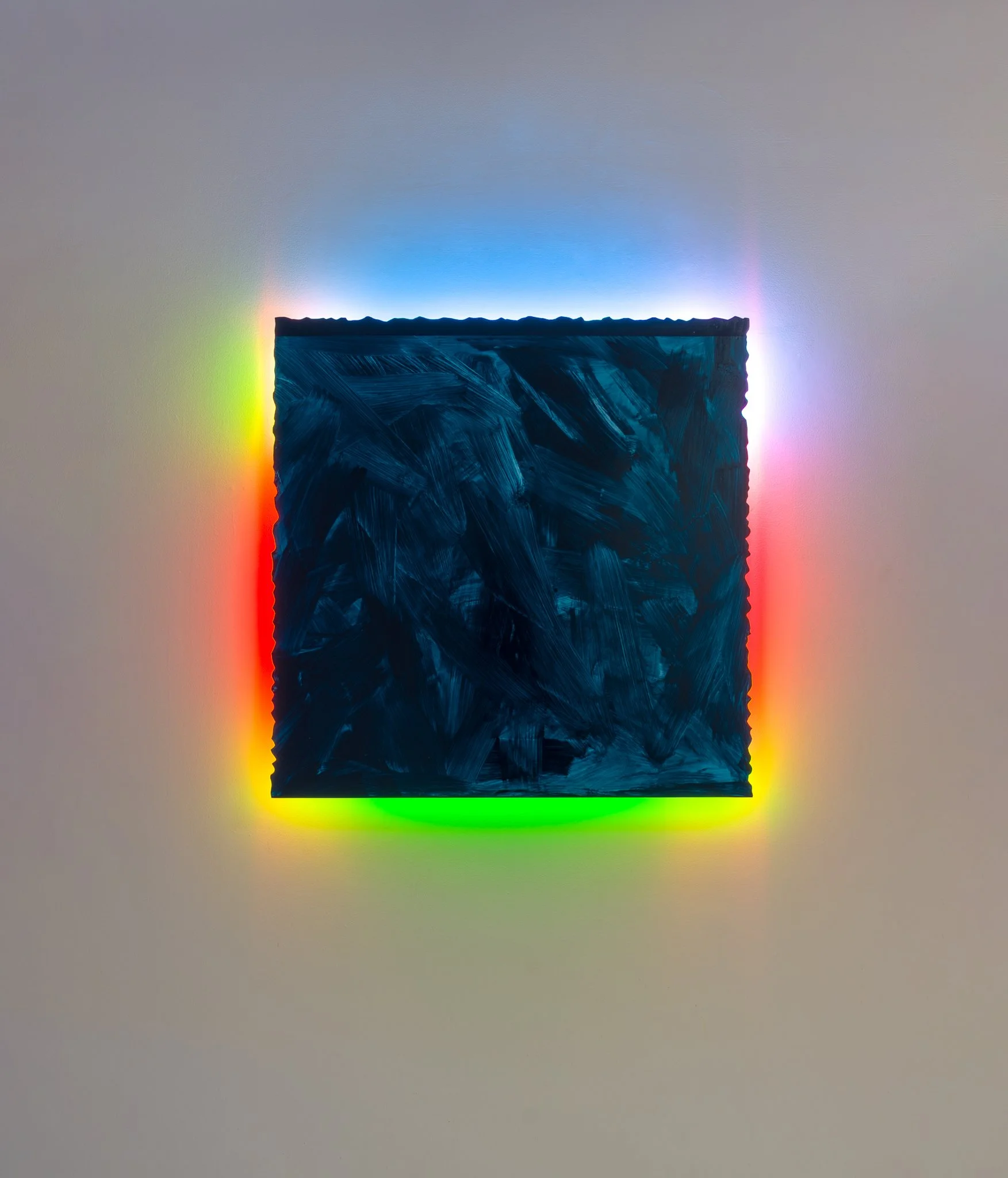 Stephen Antonakos
Saint George, 1989
Neon and royal blue Varathene on wood
36 x 36 x 5 inches