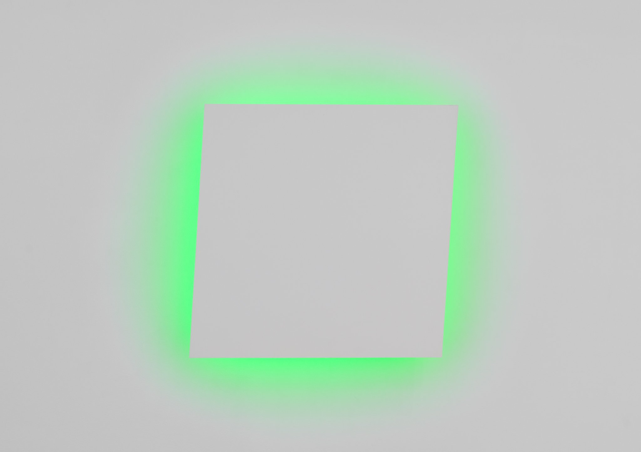 Stephen Antonakos
The Voice, 2000
Glossy white paint on Versacel, green neon
24 x 24 x 4.5 in
61 x 61 x 11.5 cm