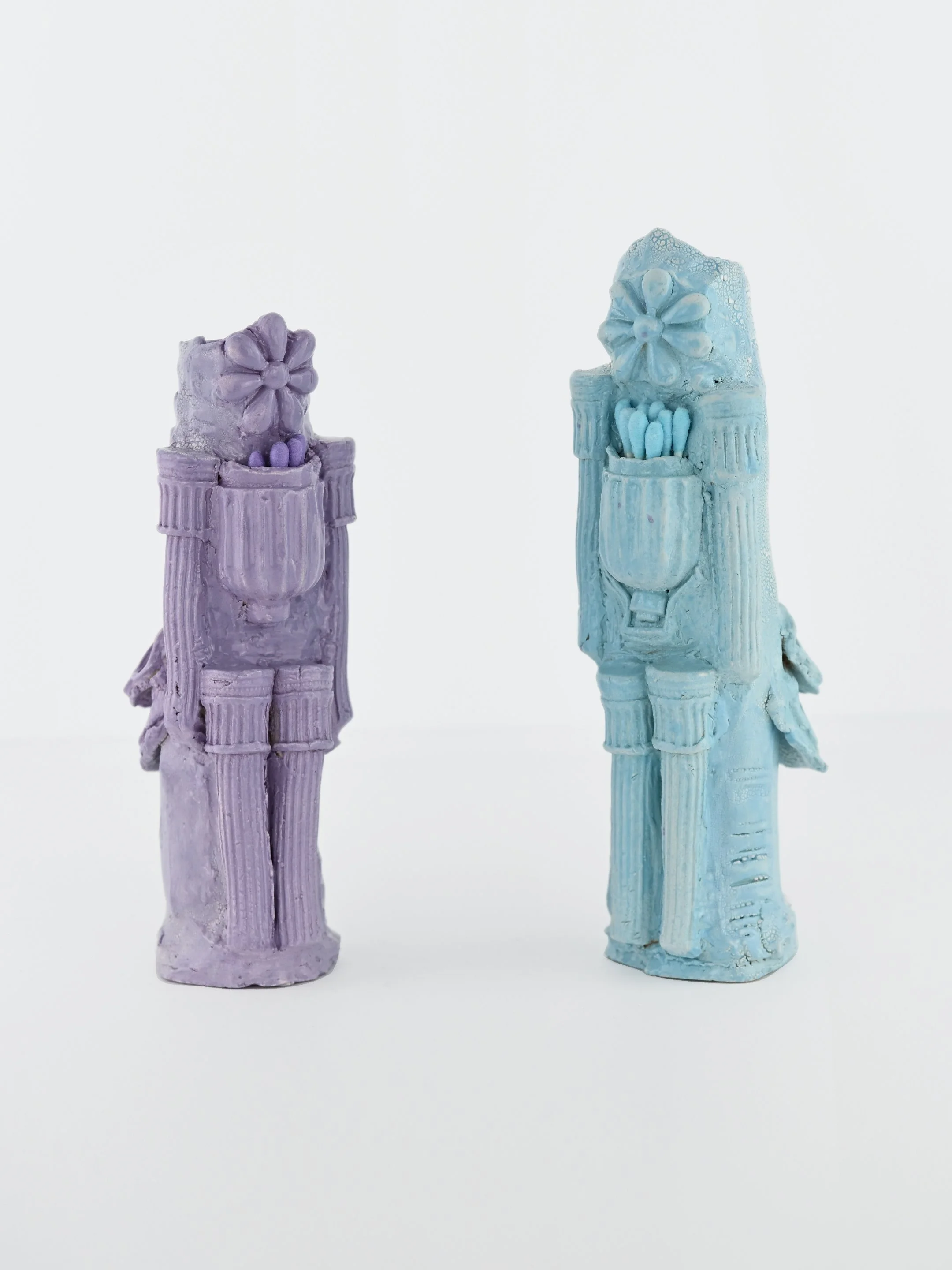 Amy Brener
Guard and Guard II, 2026
Glazed ceramic, q-tips, plastic drinking straws
8.5 x 2.5 x 2 inches and 7.5 x 2.5 x 2 inches