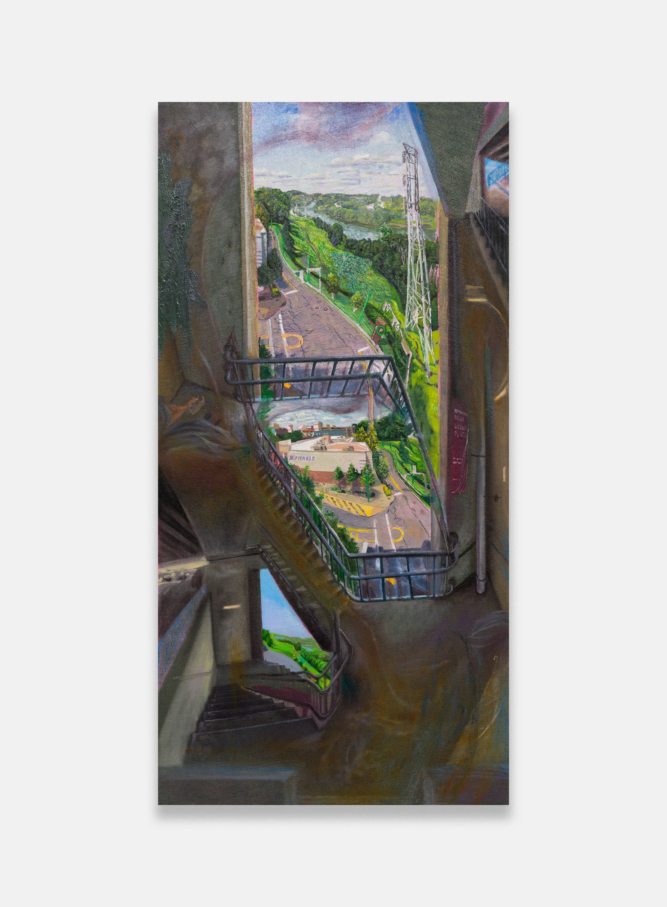 Dylan Vandenhoeck
LA Fitness in Ridge Hill by the Sprain Brooke in Summer (Plein Air Study), 2023
Oil on colored linen mounted on wood
40 x 20 inches