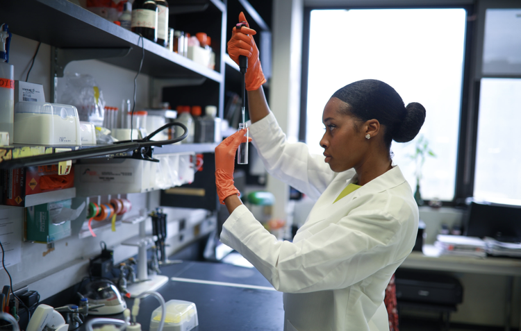 Dr. Bianca Jones Marlin working in a lab
