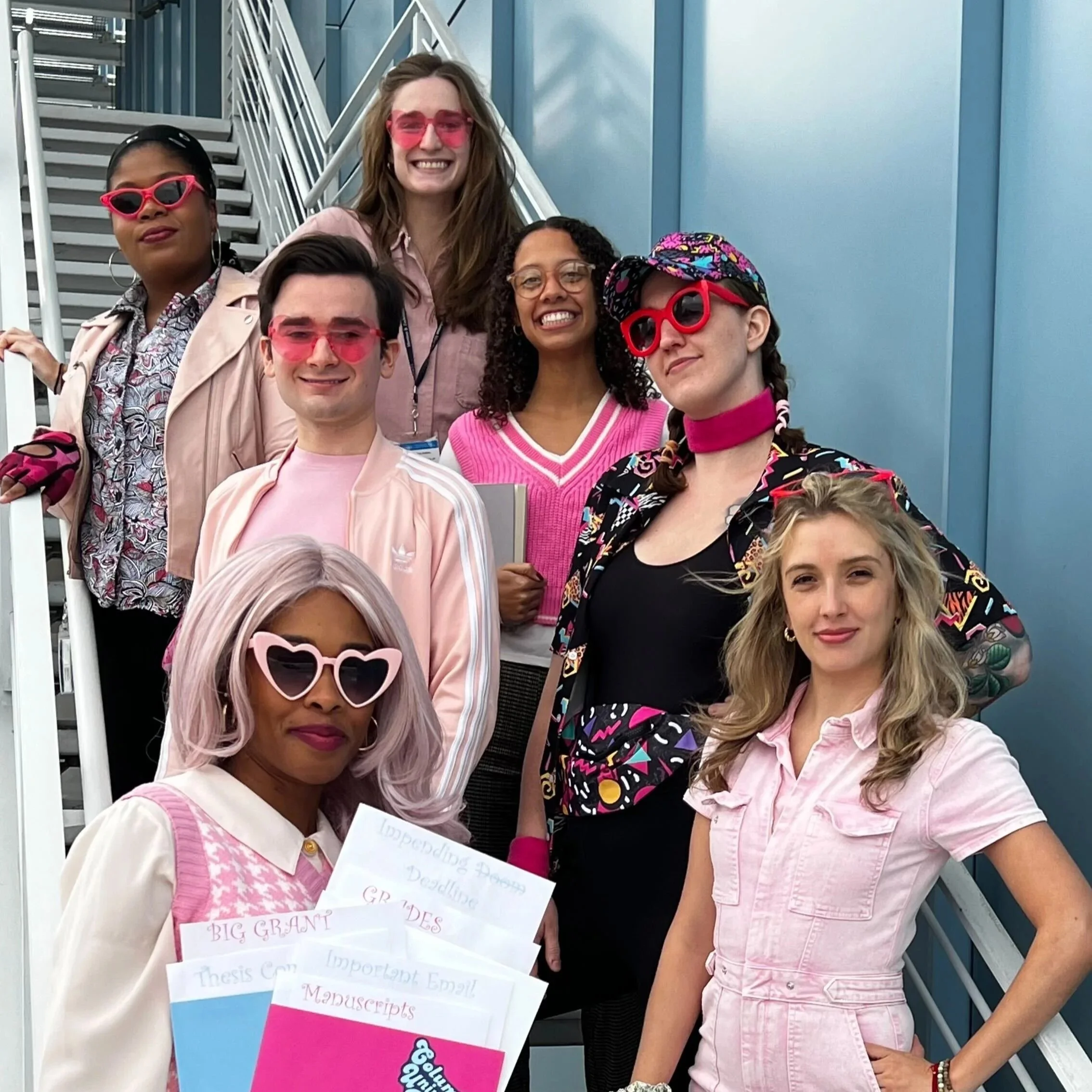 The Marlin Lab wearing colorful retro-style clothing and accessories. 