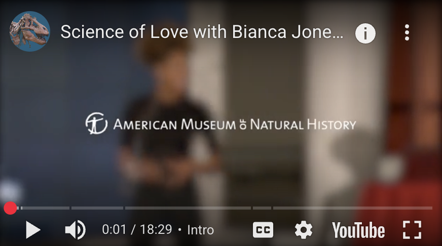 Youtube cover of Bianca speaking at the American Museum of Natural History