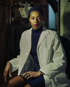 Portrait of Dr. Bianca Jones Marlin sitting in a chair.