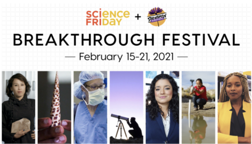 Science Friday Breakthrough Festival poster with Bianca in a yellow blazer