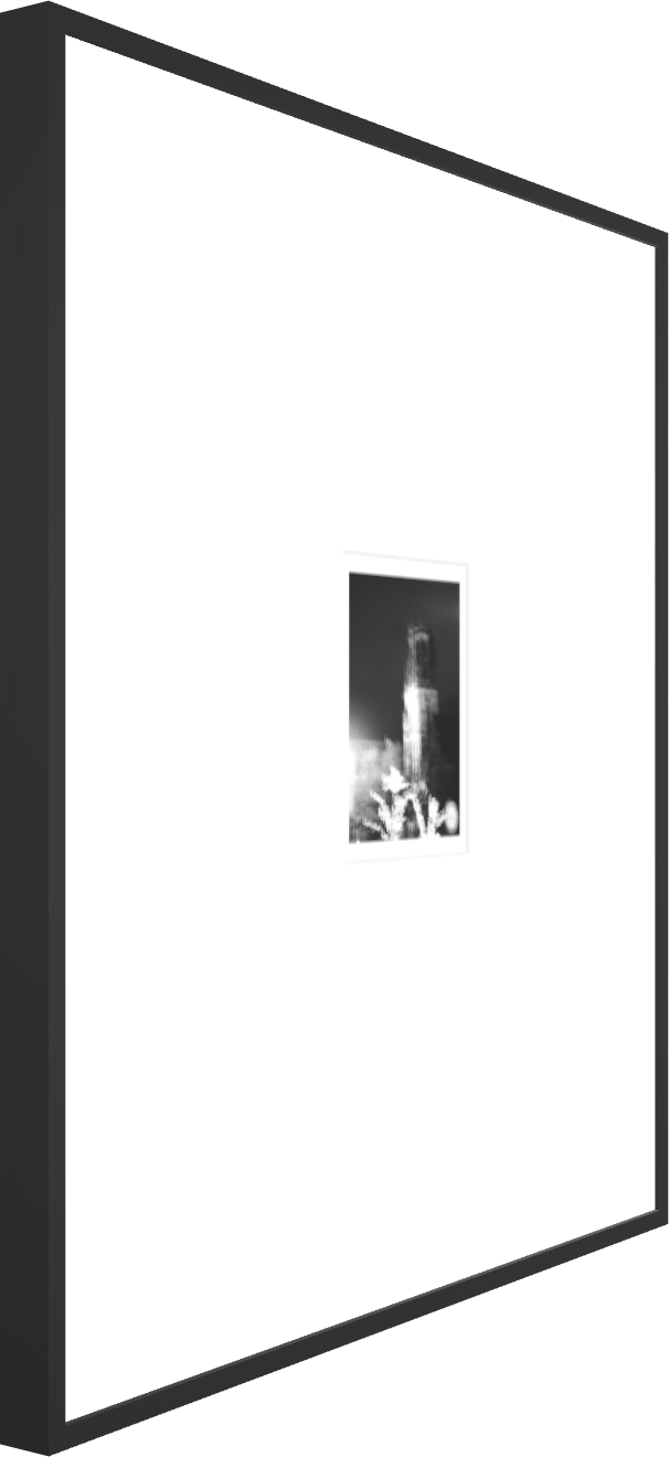 Limited edition fine art photograph CR-01 • AXIS I by Cruentis. Abstract architectural form with vertical light column, black and white, archival print.