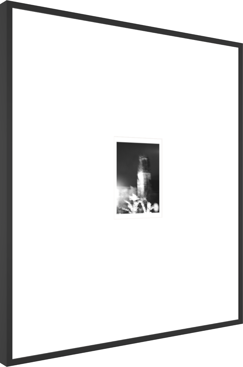 Limited edition fine art photograph CR-01 • AXIS I by Cruentis. Abstract architectural form with vertical light column, black and white, archival print.