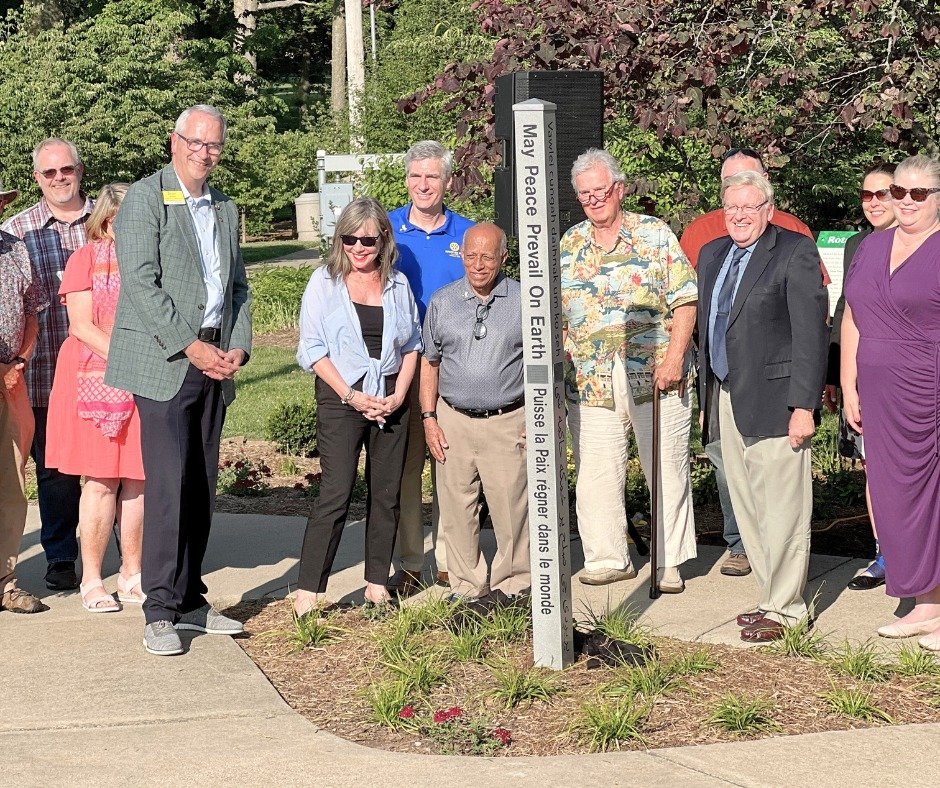  Local Springfield Board members, the mayor, Rotary Club officials, and IISMO’s own Hamid Safi celebrated the Rotary Peace Pole and Garden unveiling at Nathanael Green/Close Memorial Park on June 20.  Courtesy of IISMO’s Facebook page  