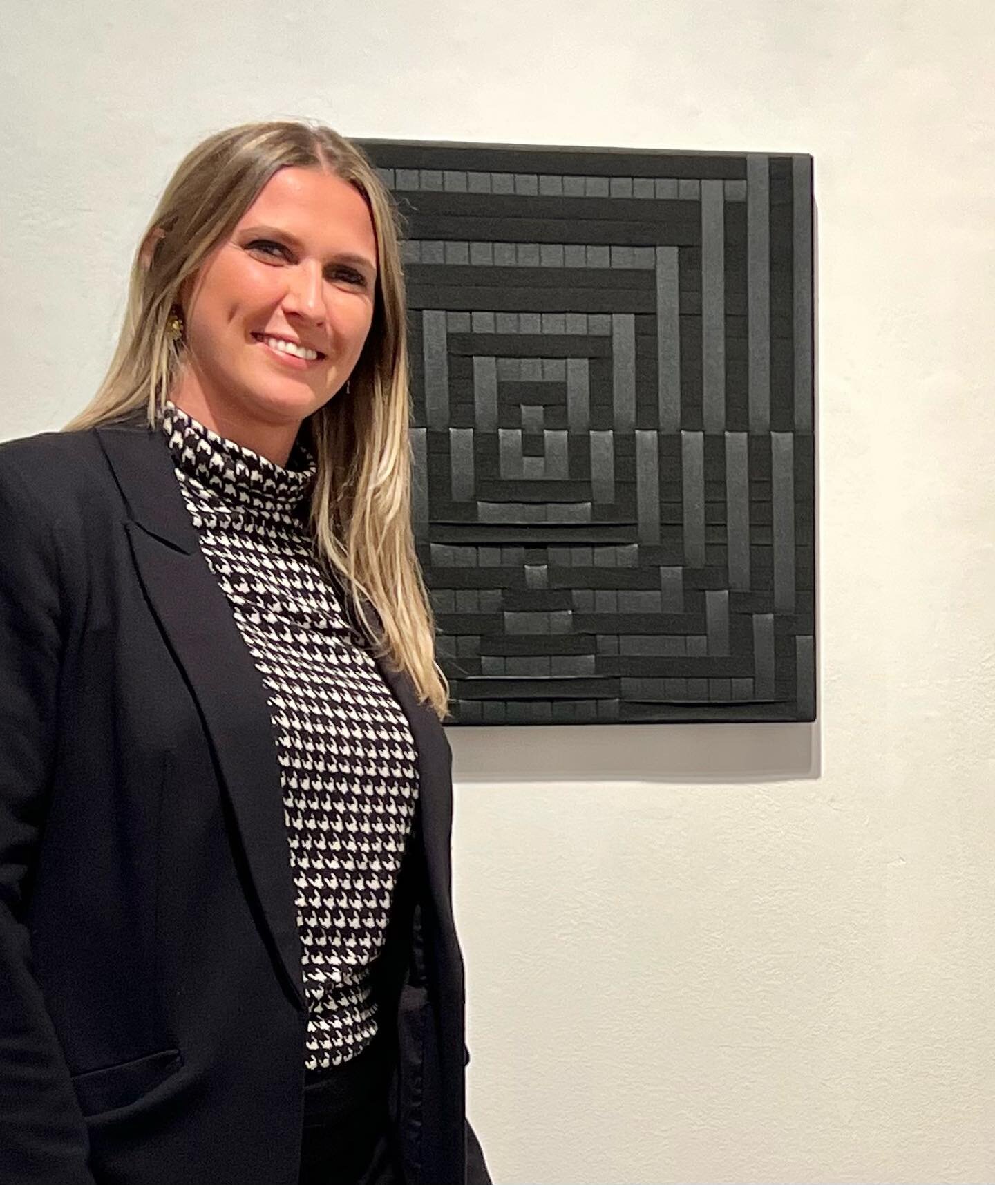 Katrin Aason B.
uses strips of vinyl and ribbon to weave patterns over wooden stretcher bars to create abstractions influenced by Mayan and Incan textiles, as well as present day weaving processes practiced in Puebla, Mexico and the Sacred Valley in 