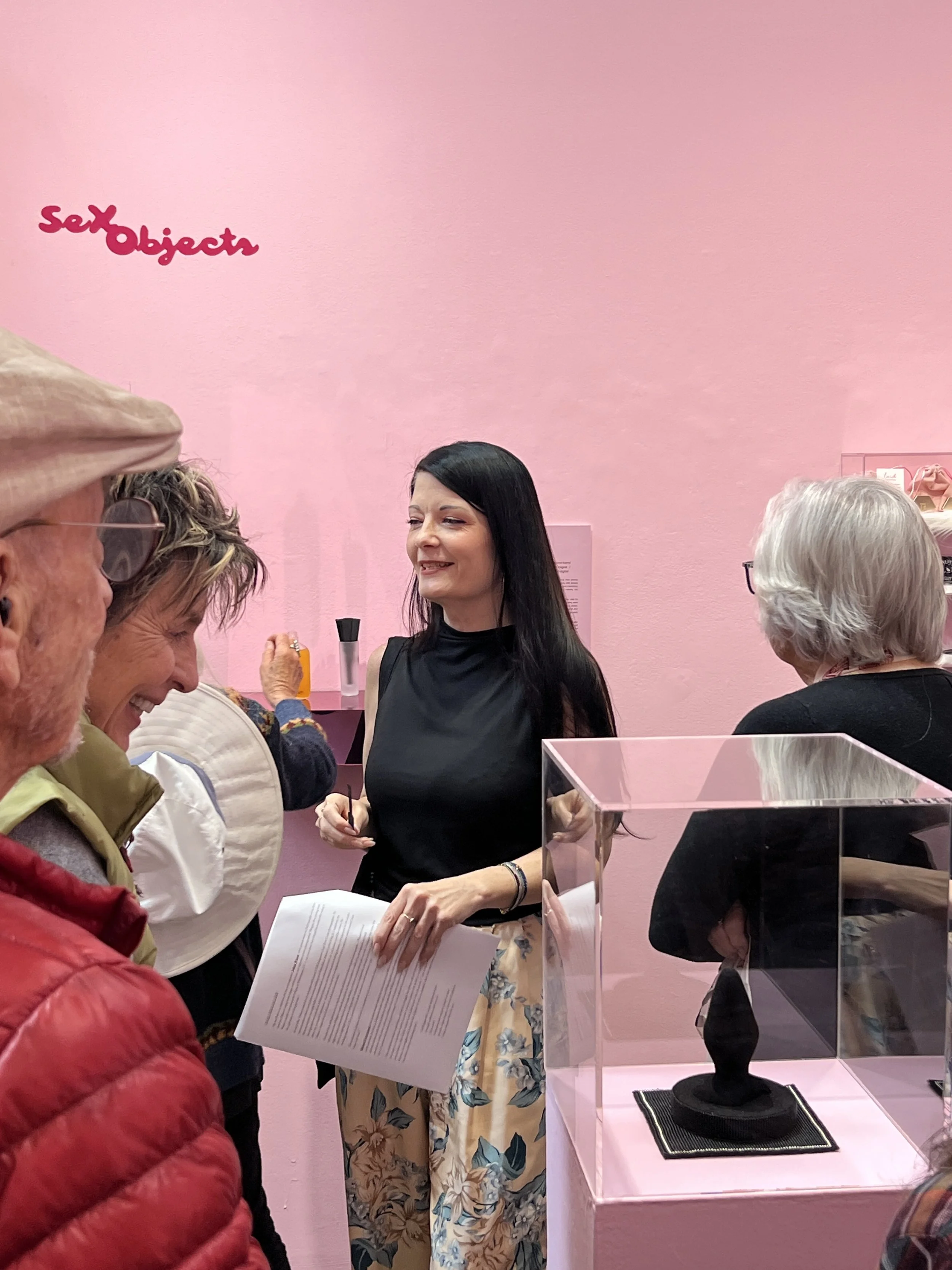 Hannah Sloan leading a curator/artist talk for SexObjects, 2025