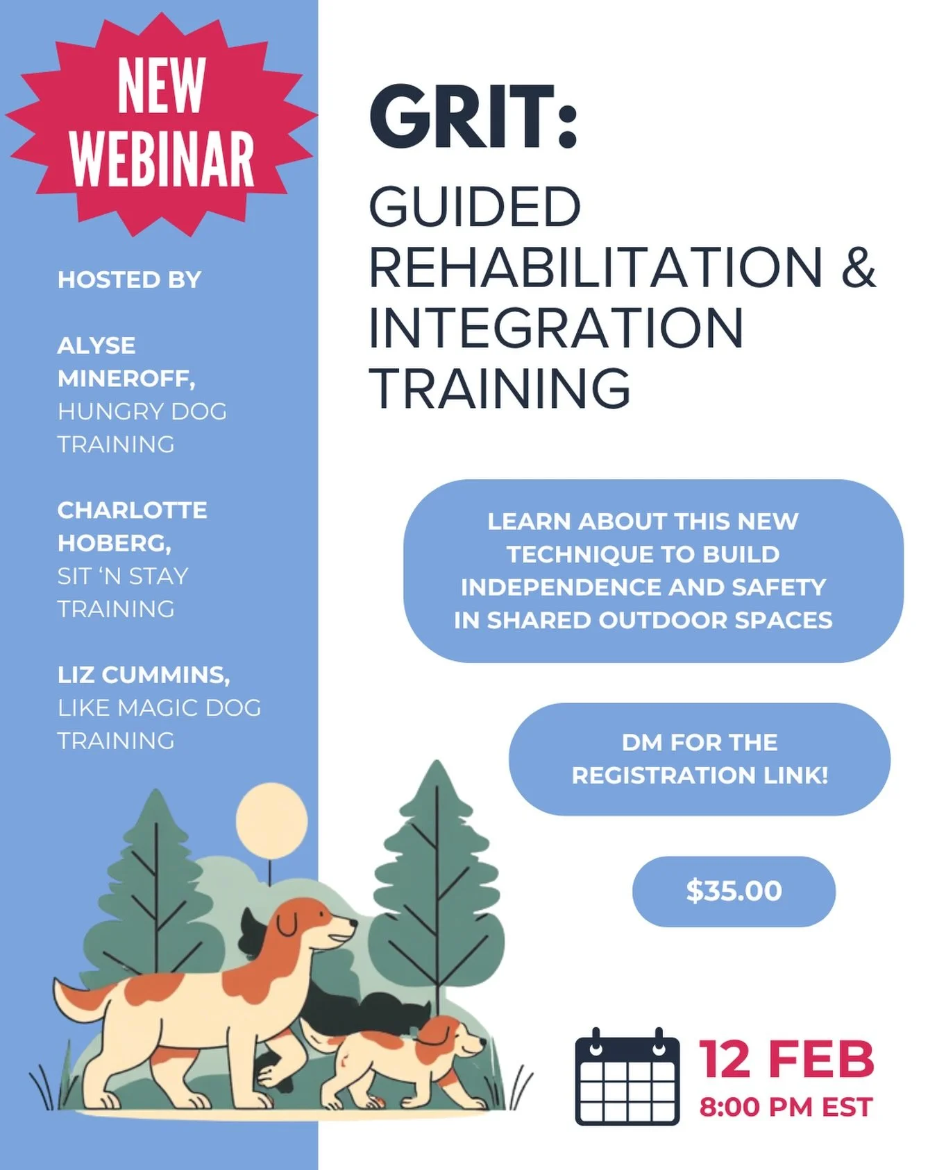 So excited to share what we&rsquo;ve been working on! 

Join us for a webinar on our training protocol to help complicated dogs share outdoor spaces together. 

DM me for the link to sign up 🔗