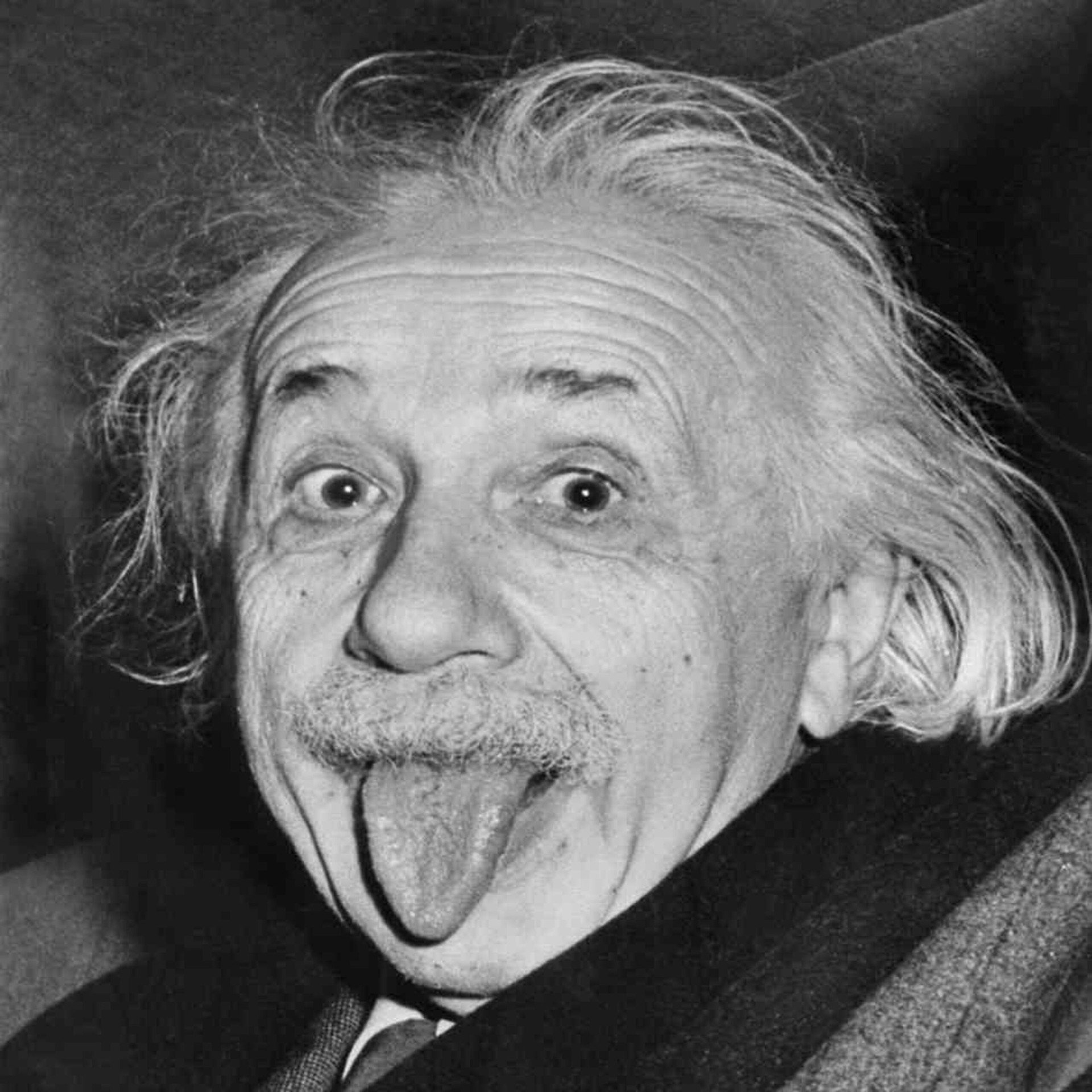 The classic image of Einstein sticking out his tongue.