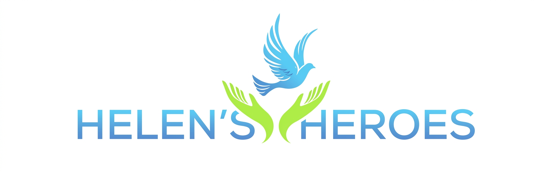 Logo for Helen's Heroes, featuring two hands releasing a dove.