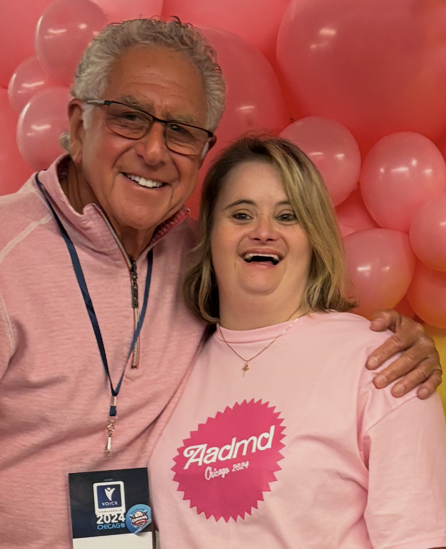 The author with the woman whom Down syndrome Barbie was modeled after.