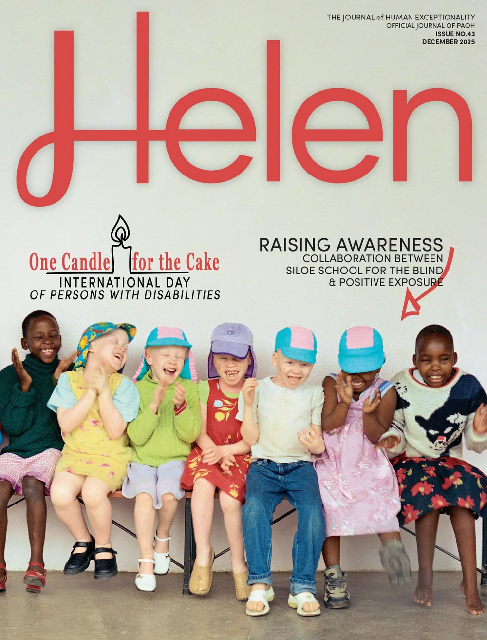 Helen Cover: A row of laughing children who are blind
