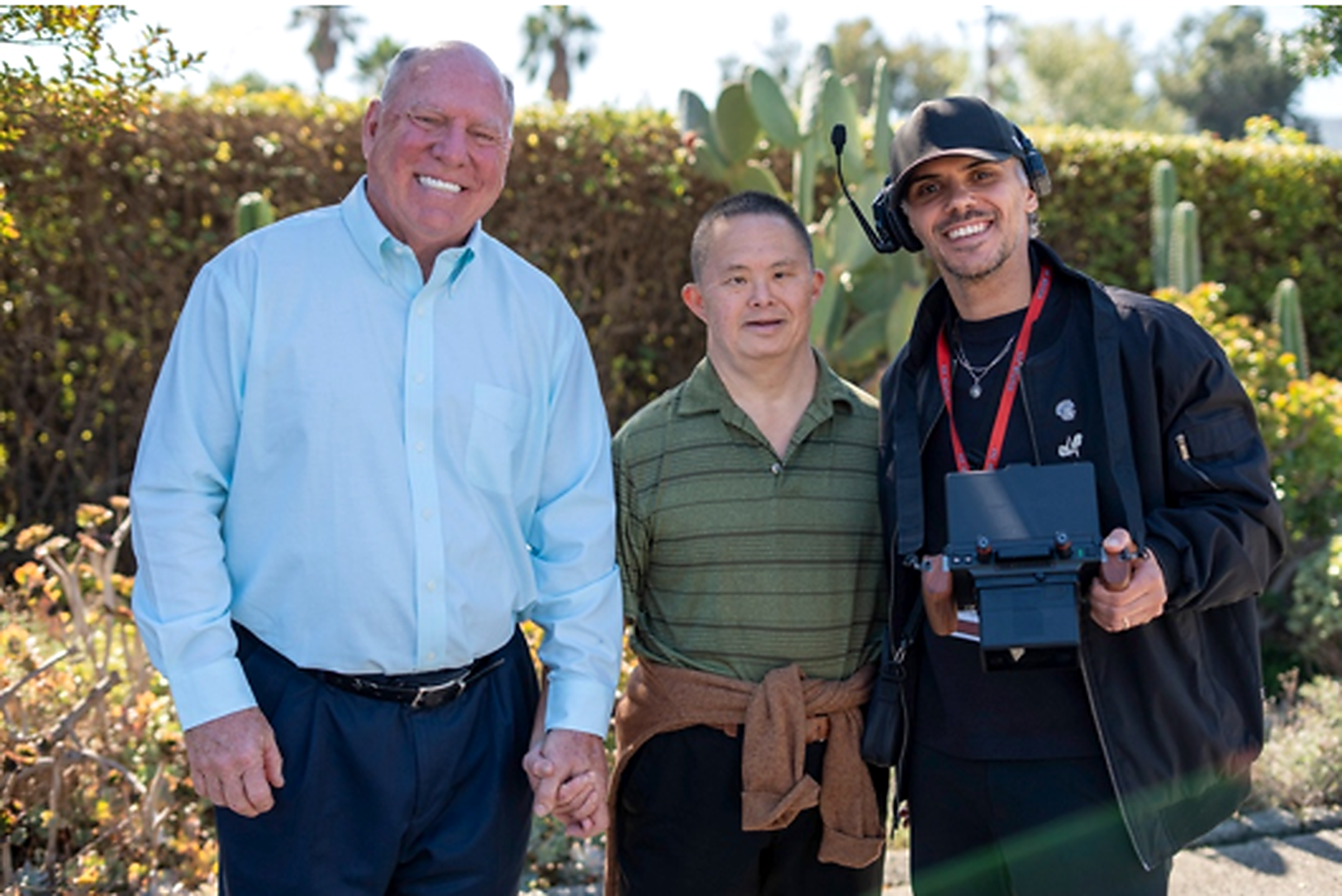 Koji with the author and a caregiver