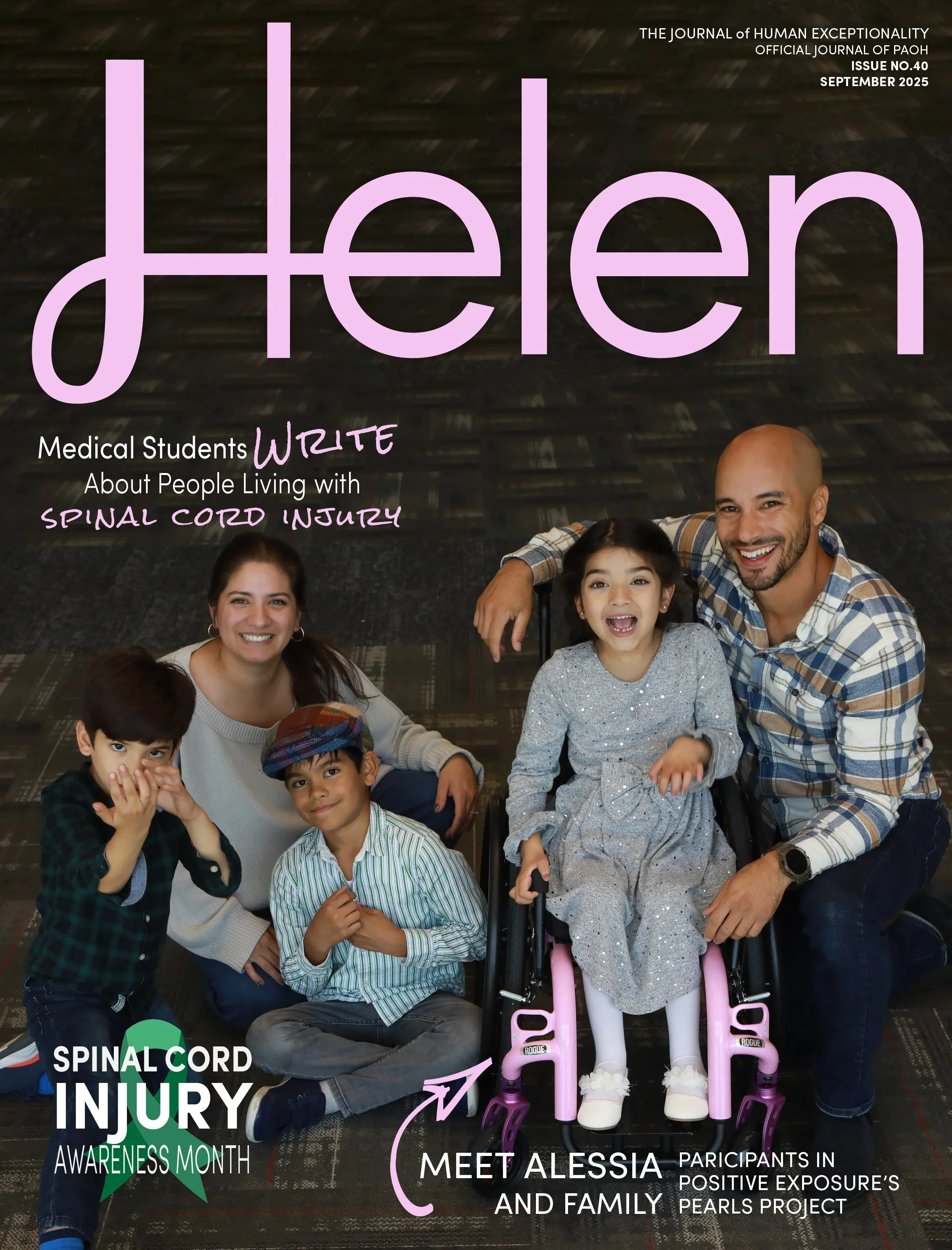 Helen Cover: A family surrounds a happy little girl in a wheelchair