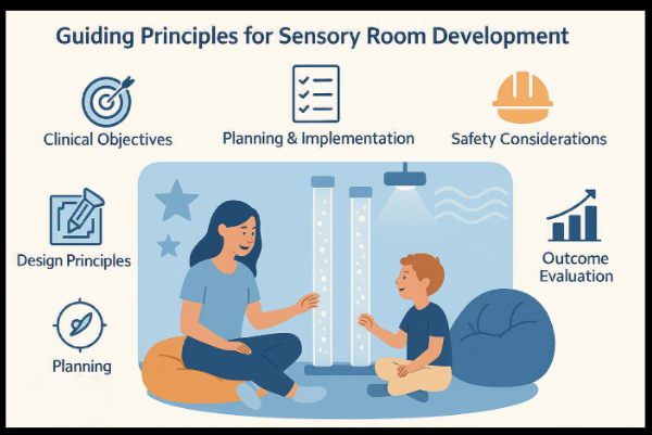 Guiding Principles for Sensory Room Development: Clinical Objectives, Planning & implementation, Safety, Design, Planning, Outcome Evaluation