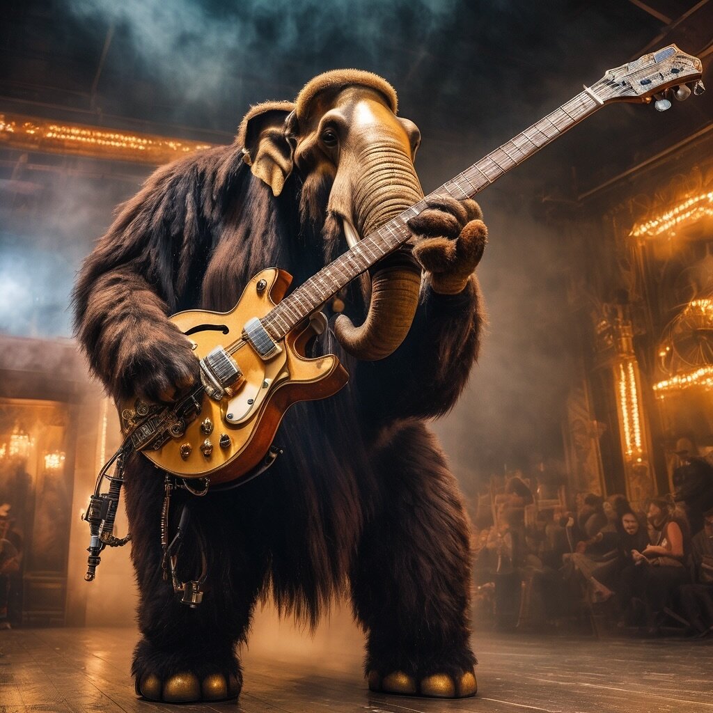 Alright, this is the final Mammoth playing guitar pic for the week, we promise! 😎 Any guesses on the scale of that guitar? #MammothStudios #MammothSolo #GuitarMarketing #websitedesign