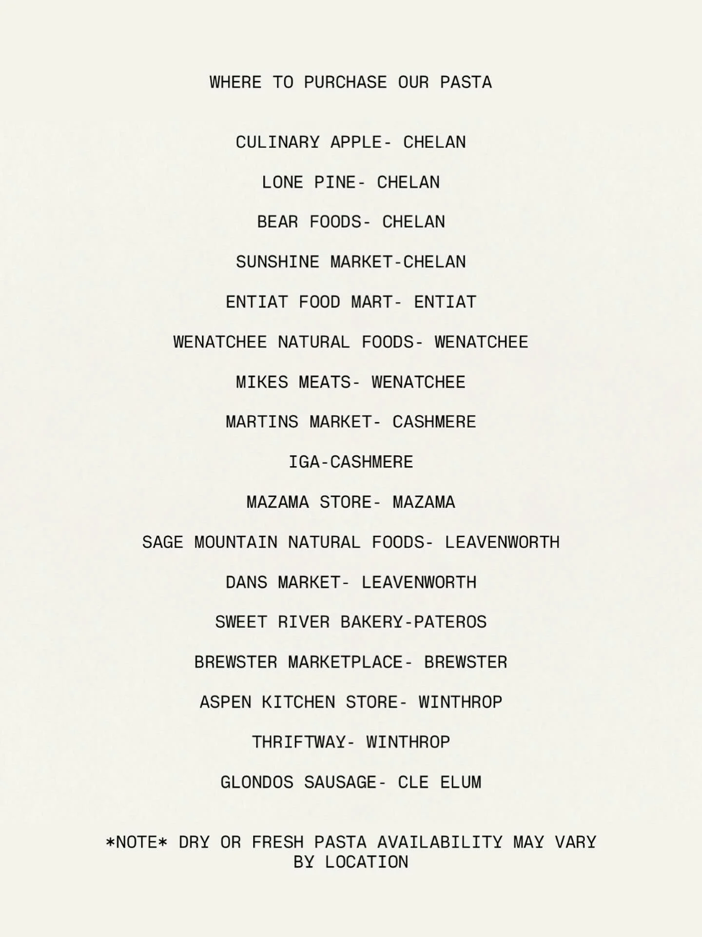 Here is a list of shops that carry our pasta if you can&rsquo;t make it to us🫶